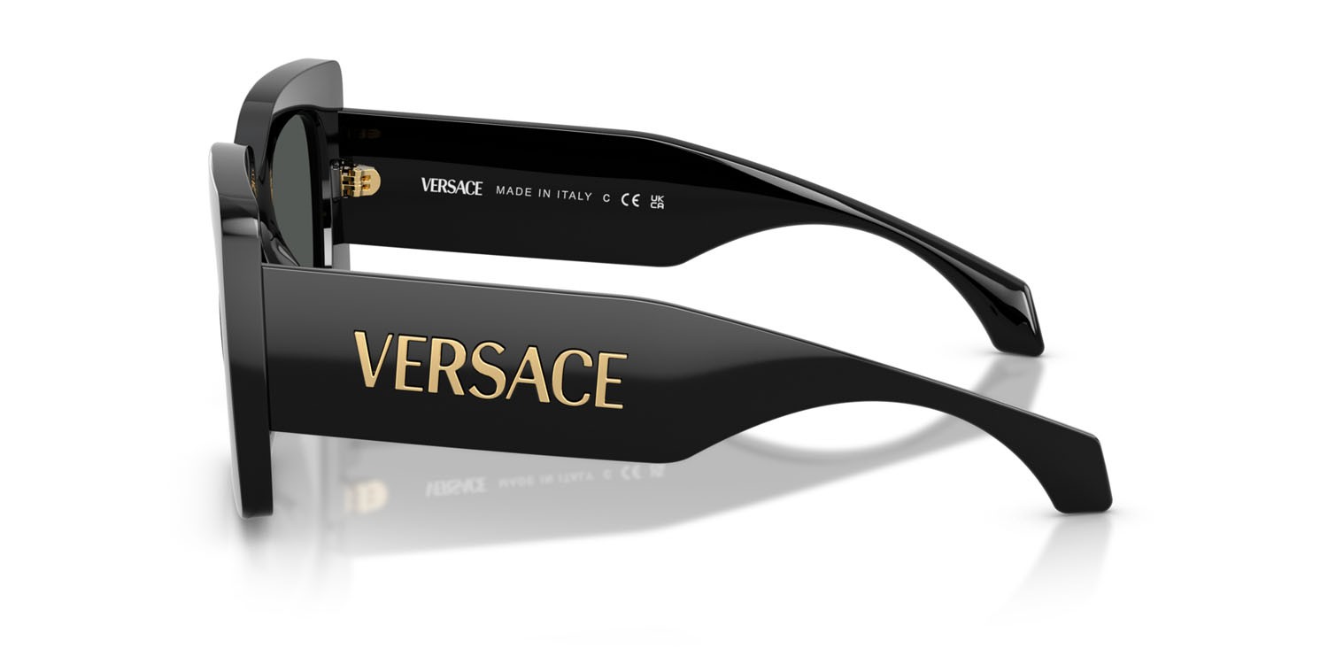 Occhiali da sole Versace VE 4496U (GB1/87) colore nero forma quadrato lenti grigio scuro