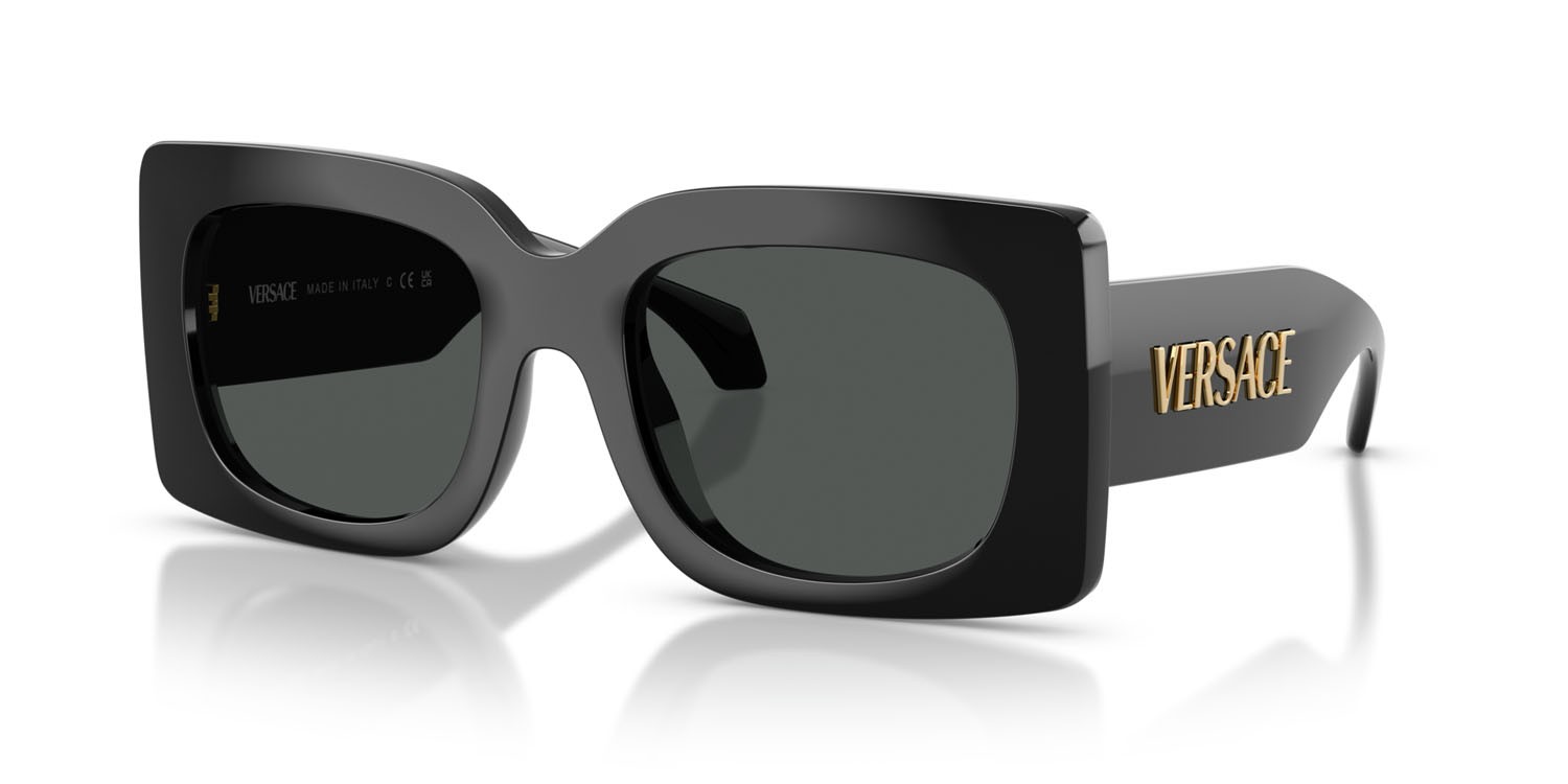 Occhiali da sole Versace VE 4496U (GB1/87) colore nero forma quadrato lenti grigio scuro