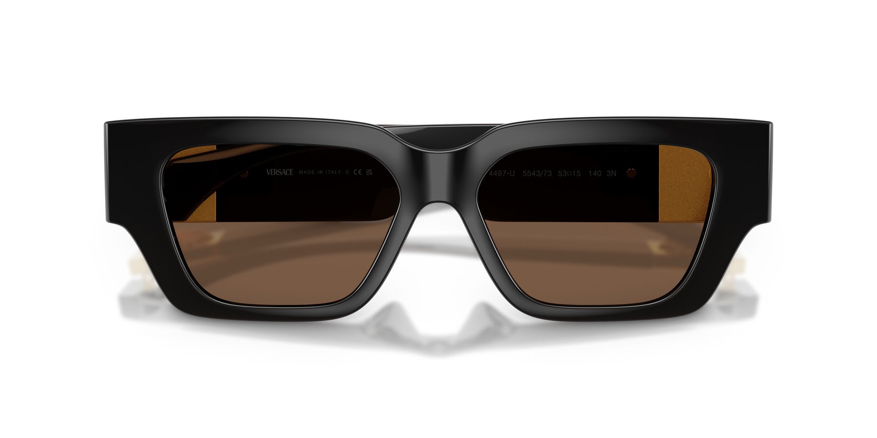 Occhiali da sole Versace VE 4497U (554373) colore marrone trasparente forma quadrato lenti marrone