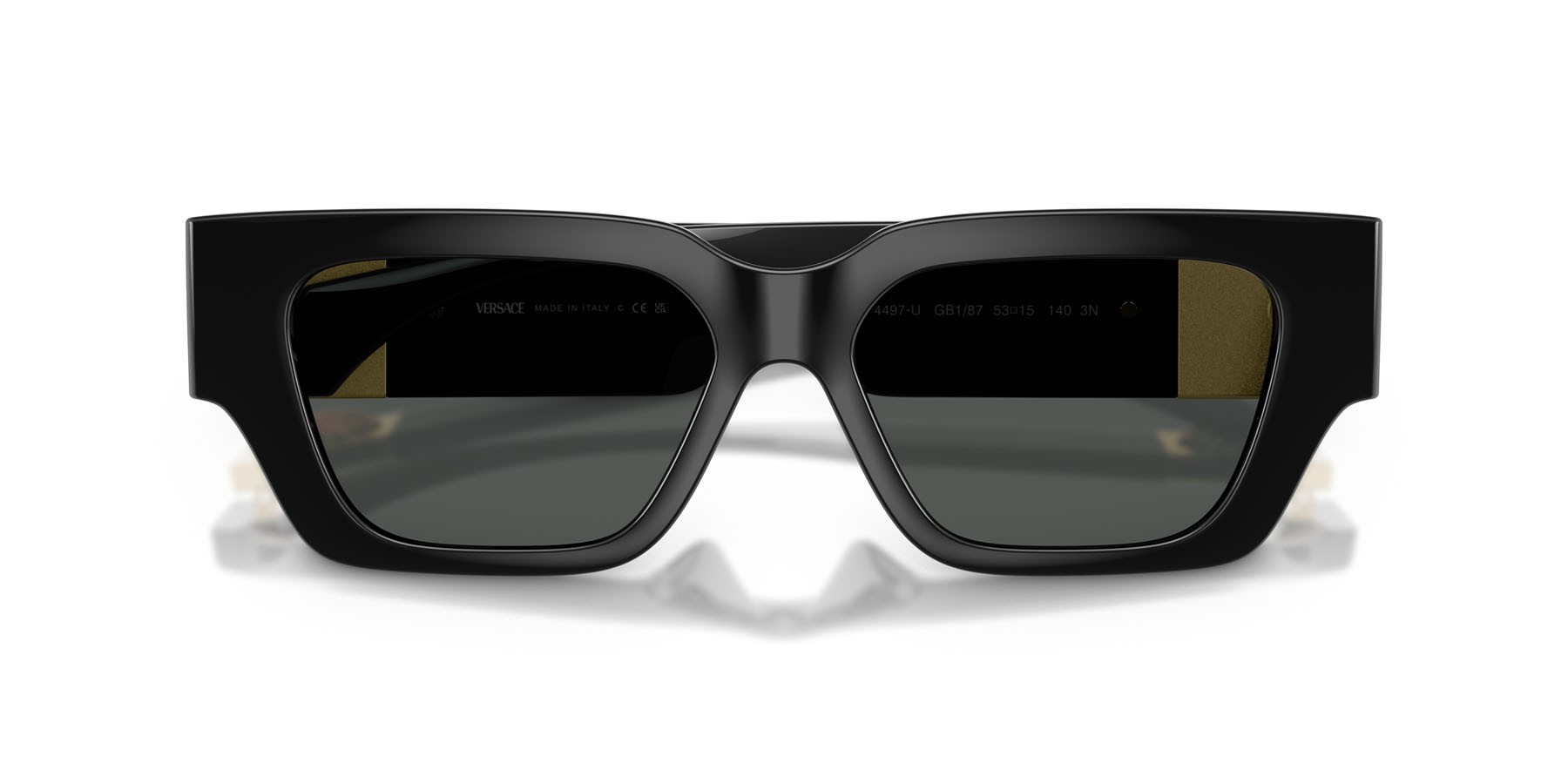 Occhiali da sole Versace VE 4497U (GB1/87) colore nero forma quadrato lenti grigio scuro
