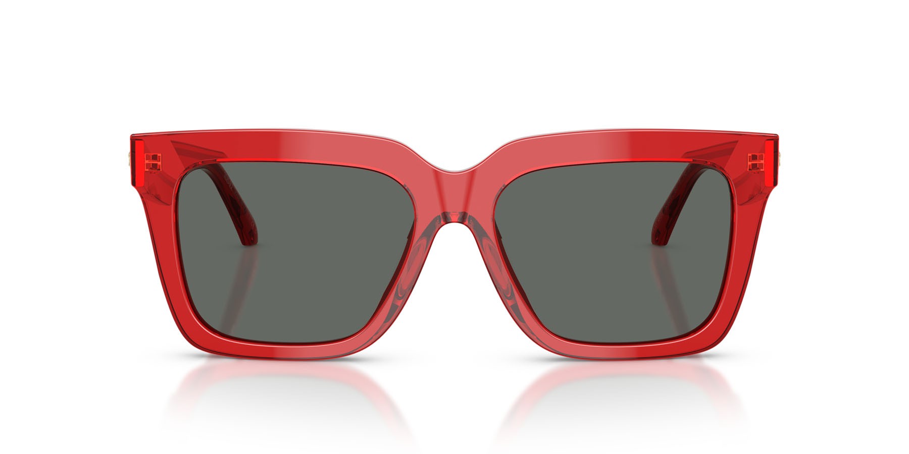 Occhiali da sole Versace VE 4498 (528087) colore rosso trasparente forma quadrato lenti grigio scuro