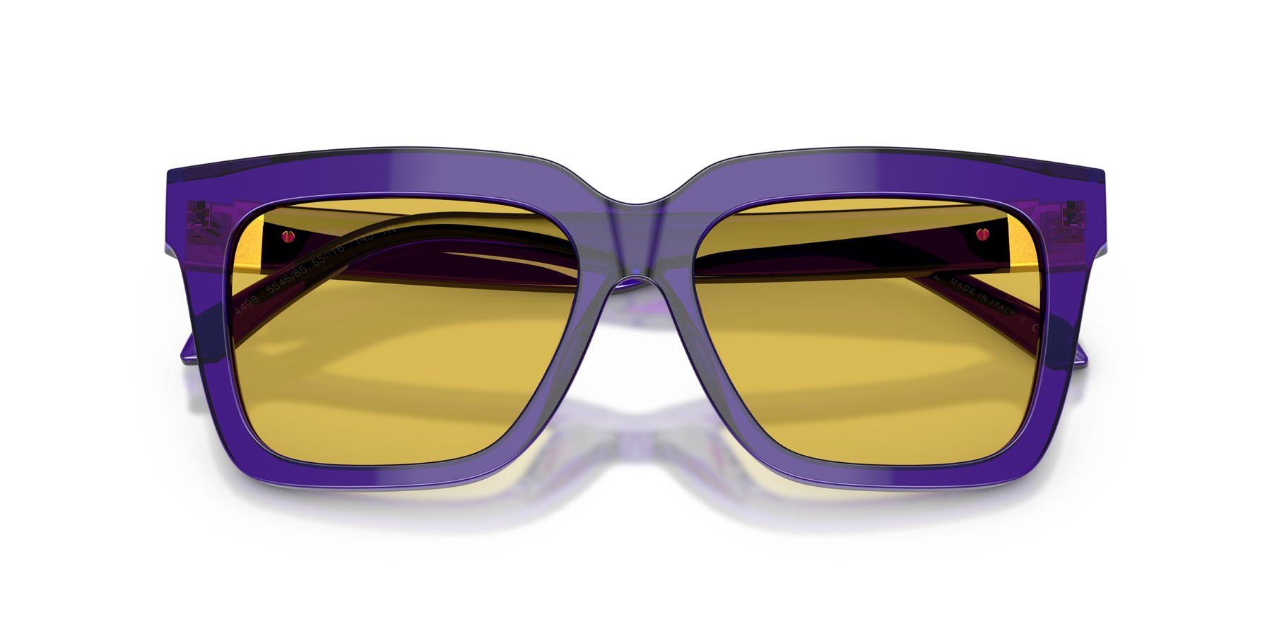Occhiali da sole Versace VE 4498 (554585) colore violetto scuro trasparente forma quadrato lenti giallo