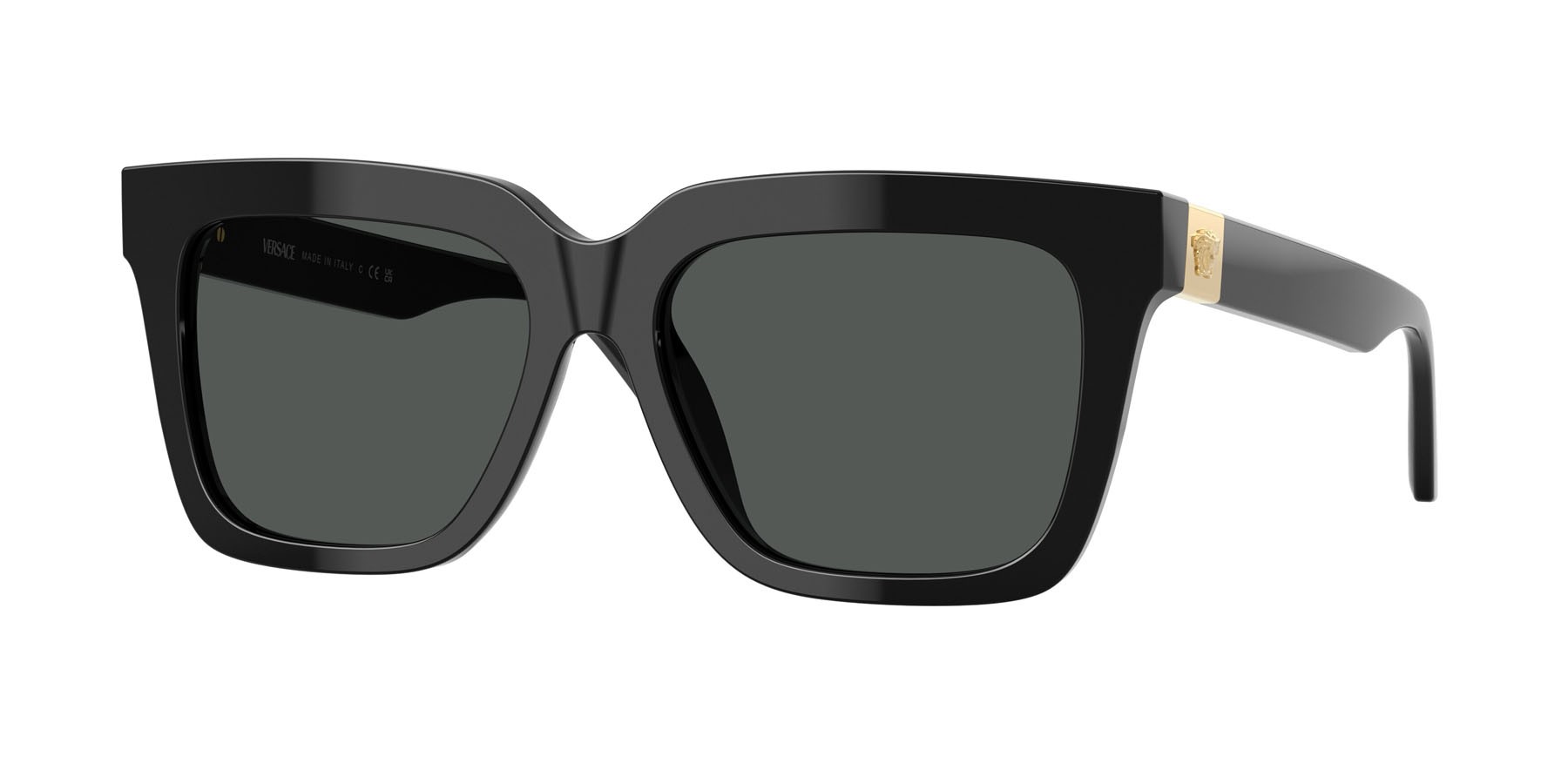 Occhiali da sole Versace VE 4498 (GB1/87) colore nero forma quadrato lenti grigio scuro
