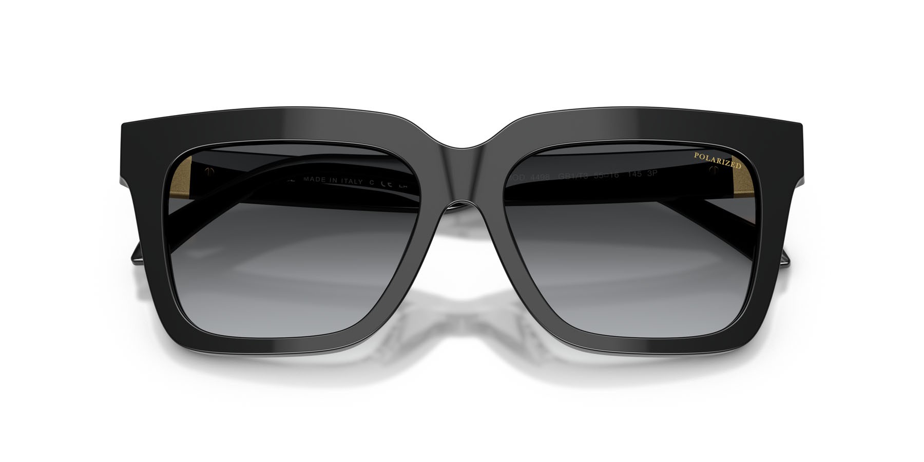 Occhiali da sole Versace VE 4498 (GB1/T3) colore nero forma quadrato lenti polarizzata grigio scuro sfumato