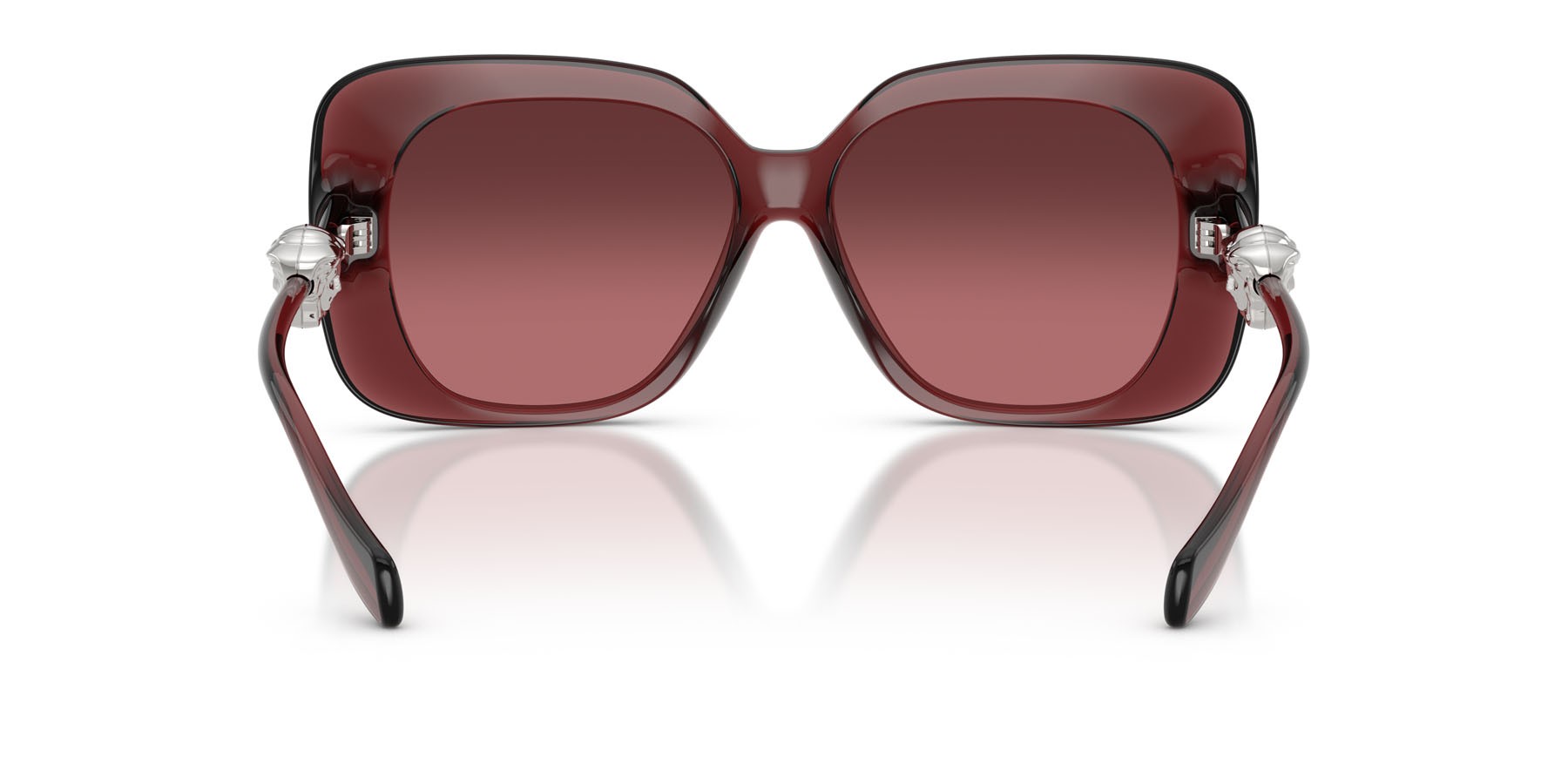Occhiali da sole Versace VE 4499U (55397E) colore rosso trasparente forma quadrato lenti rosa sfumato argento a specchio