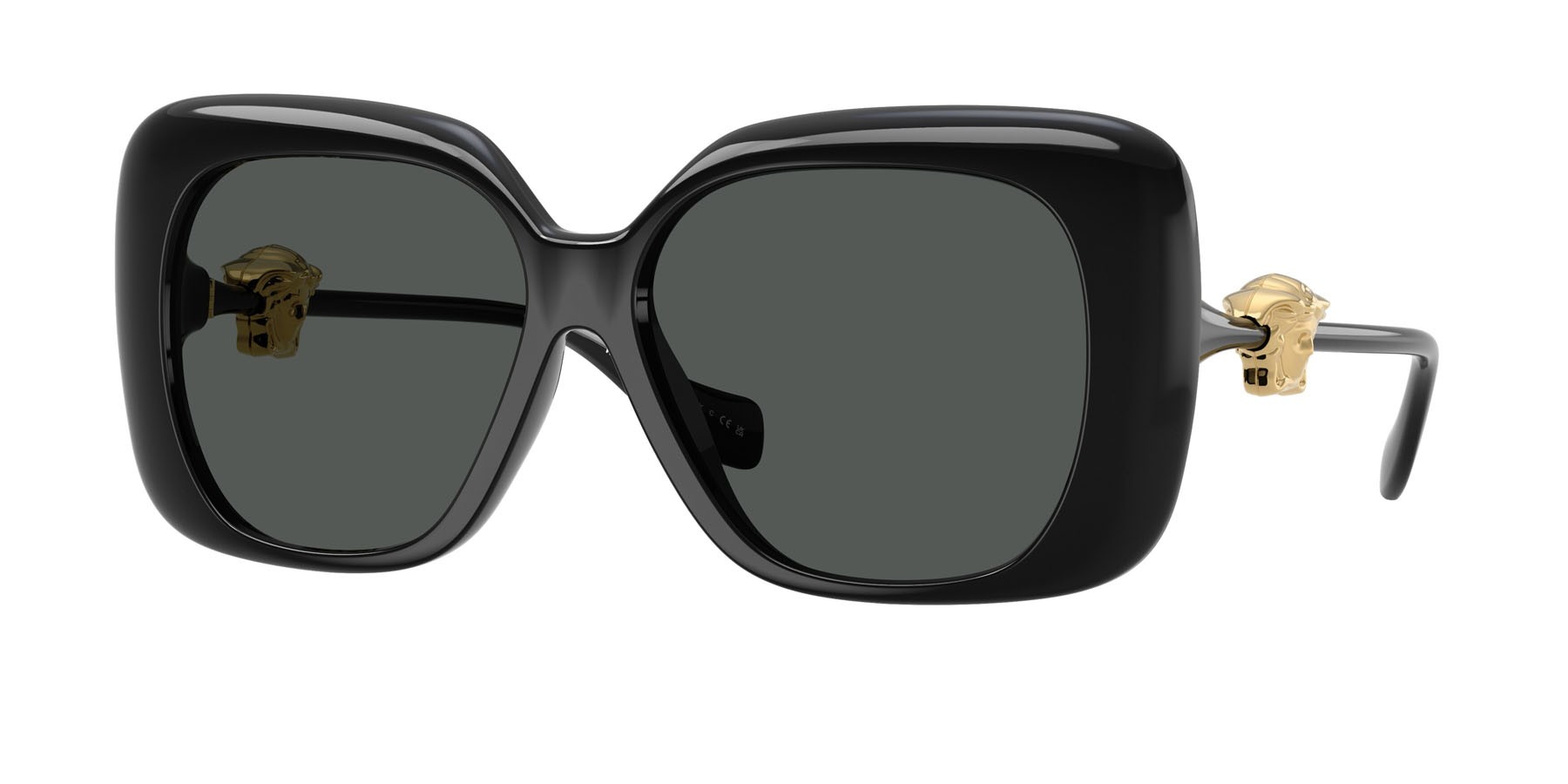 Occhiali da sole Versace VE 4499U (GB1/87) colore nero forma quadrato lenti grigio scuro