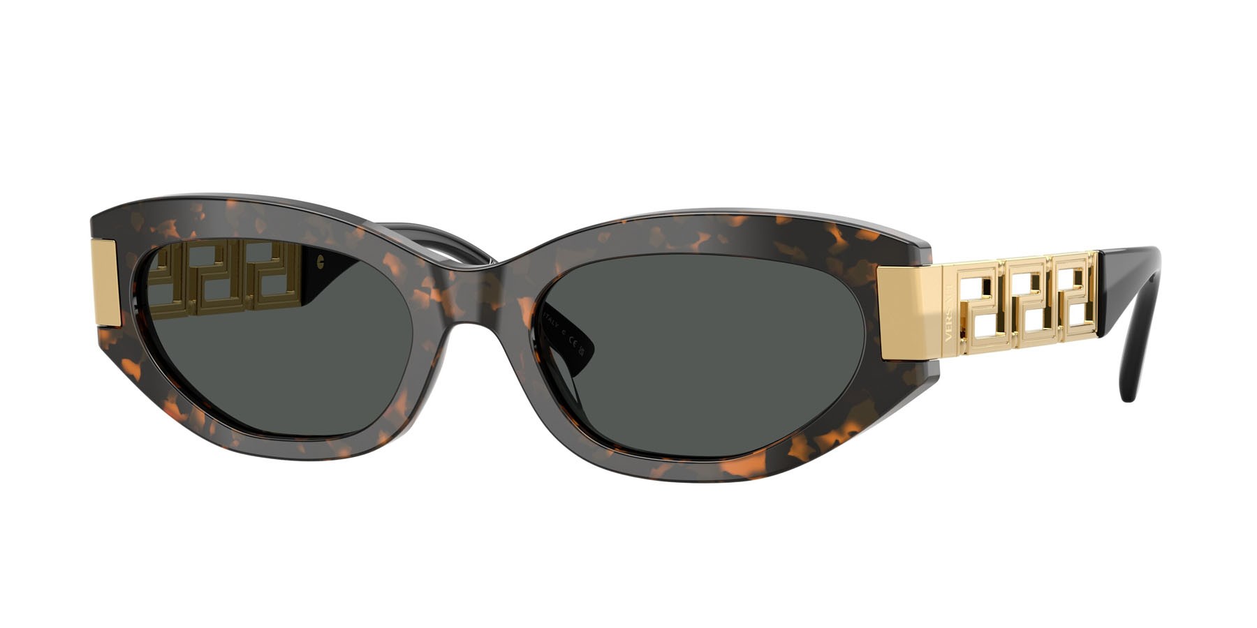 Occhiali da sole Versace VE 4501 (552887) colore tartarugato marrone forma cat eye lenti grigio scuro