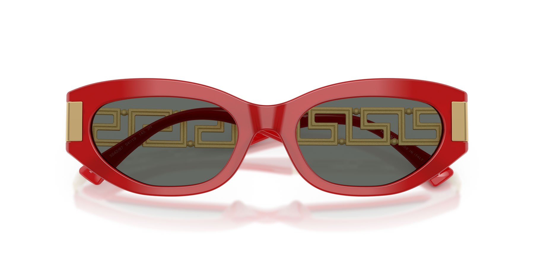Occhiali da sole Versace VE 4501 (554287) colore rosso pieno forma cat eye lenti grigio scuro
