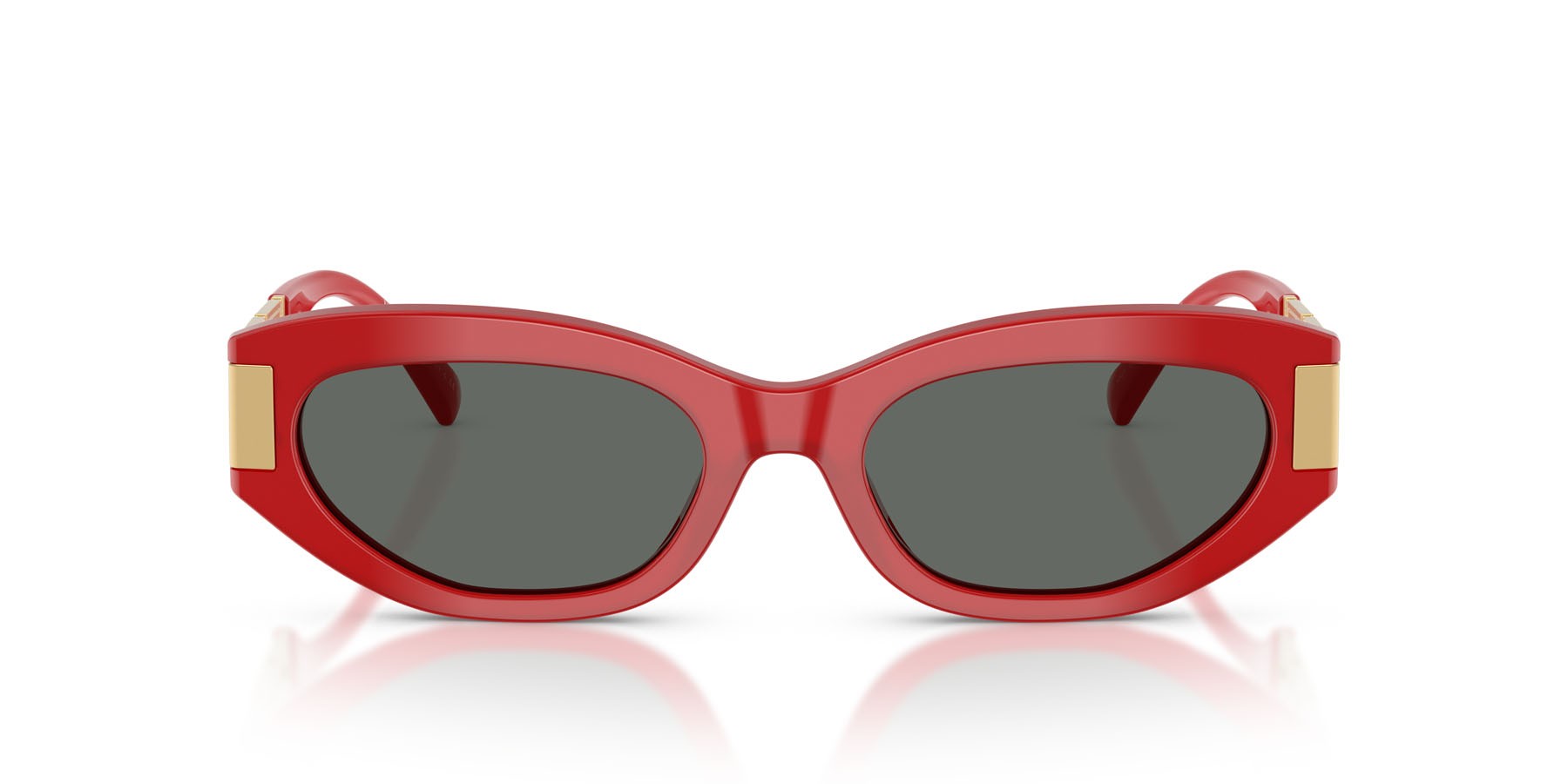 Occhiali da sole Versace VE 4501 (554287) colore rosso pieno forma cat eye lenti grigio scuro