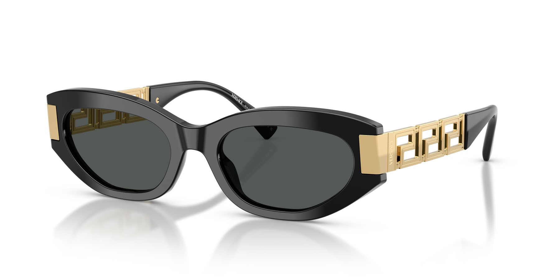 Occhiali da sole Versace VE 4501 (GB1/87) colore nero forma cat eye lenti grigio scuro