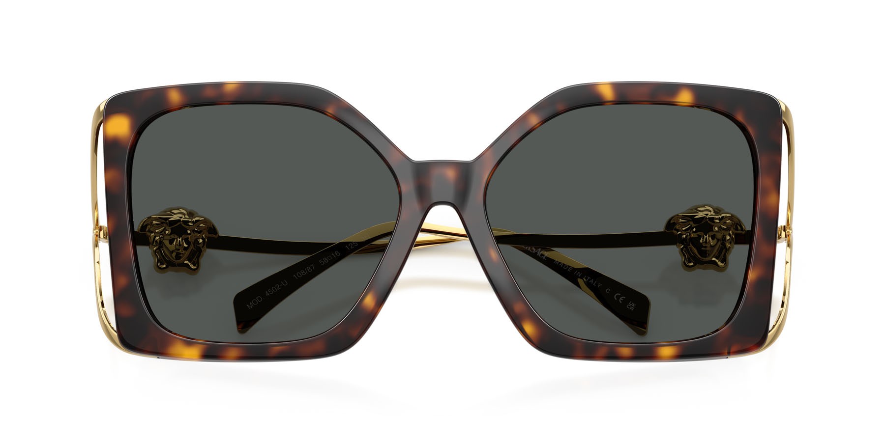 Occhiali da sole Versace VE 4502U (108/87) colore havana forma quadrato lenti grigio scuro