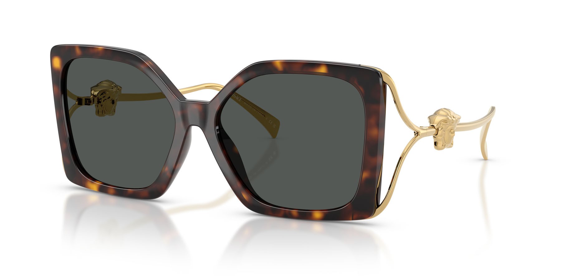 Occhiali da sole Versace VE 4502U (108/87) colore havana forma quadrato lenti grigio scuro