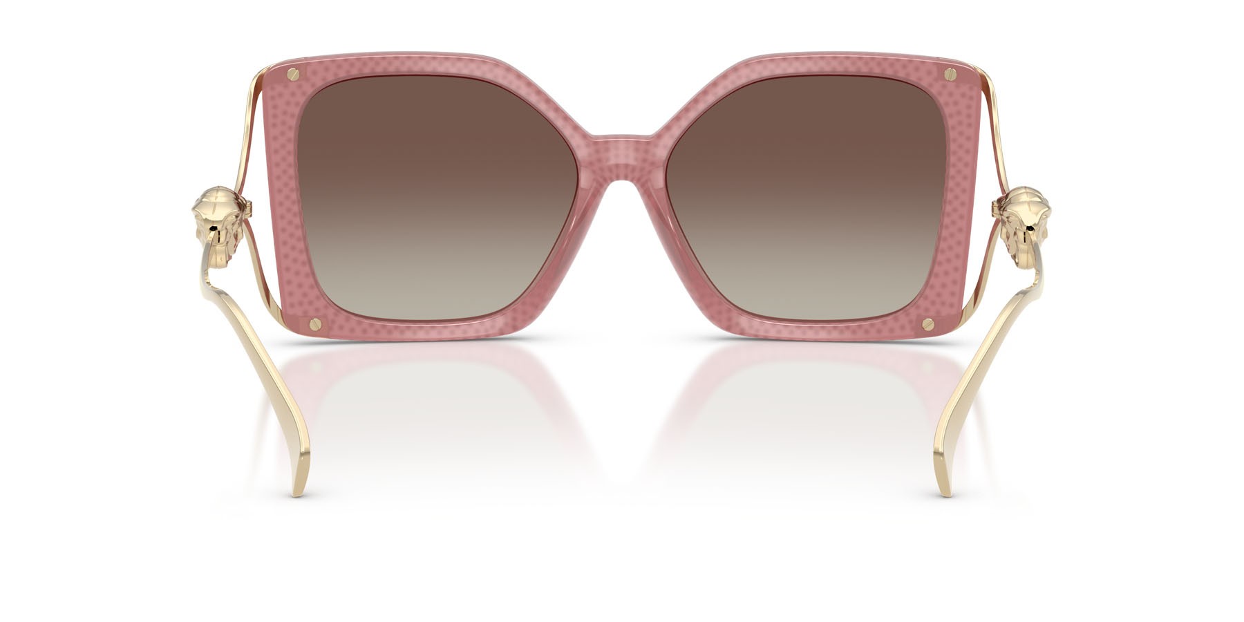 Occhiali da sole Versace VE 4502U (5535B8) colore pink strass crystal forma quadrato lenti marrone sfumato specchiato argento