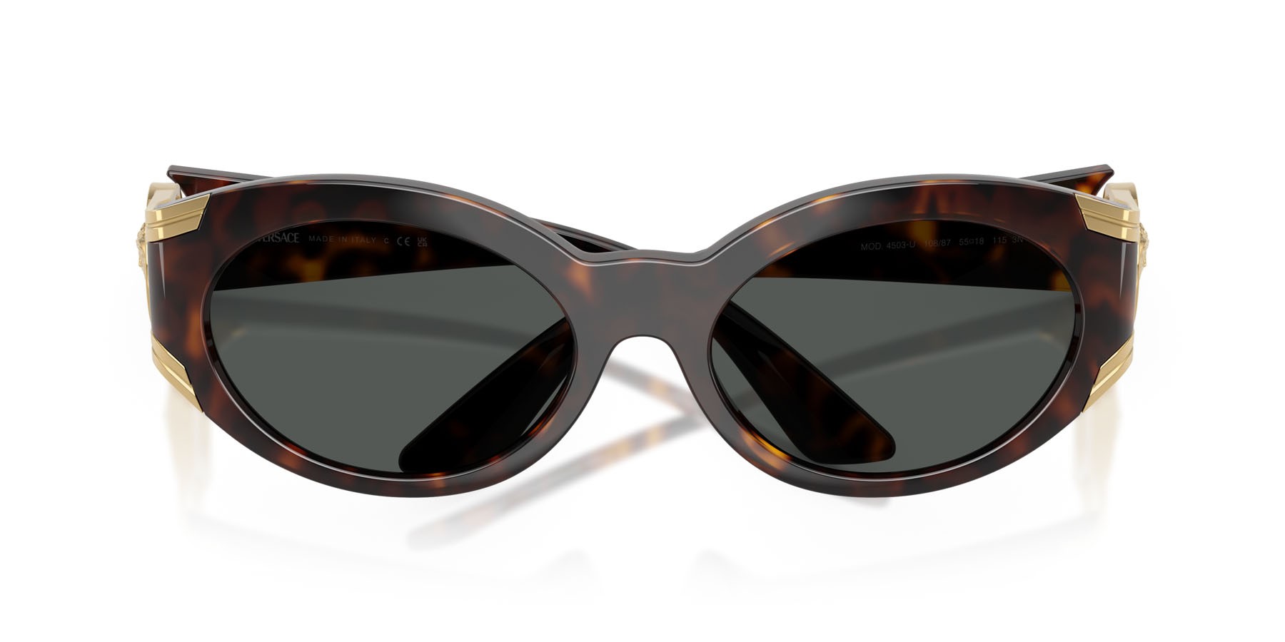 Occhiali da sole Versace VE 4503U (108/87) colore havana forma ovale lenti grigio scuro