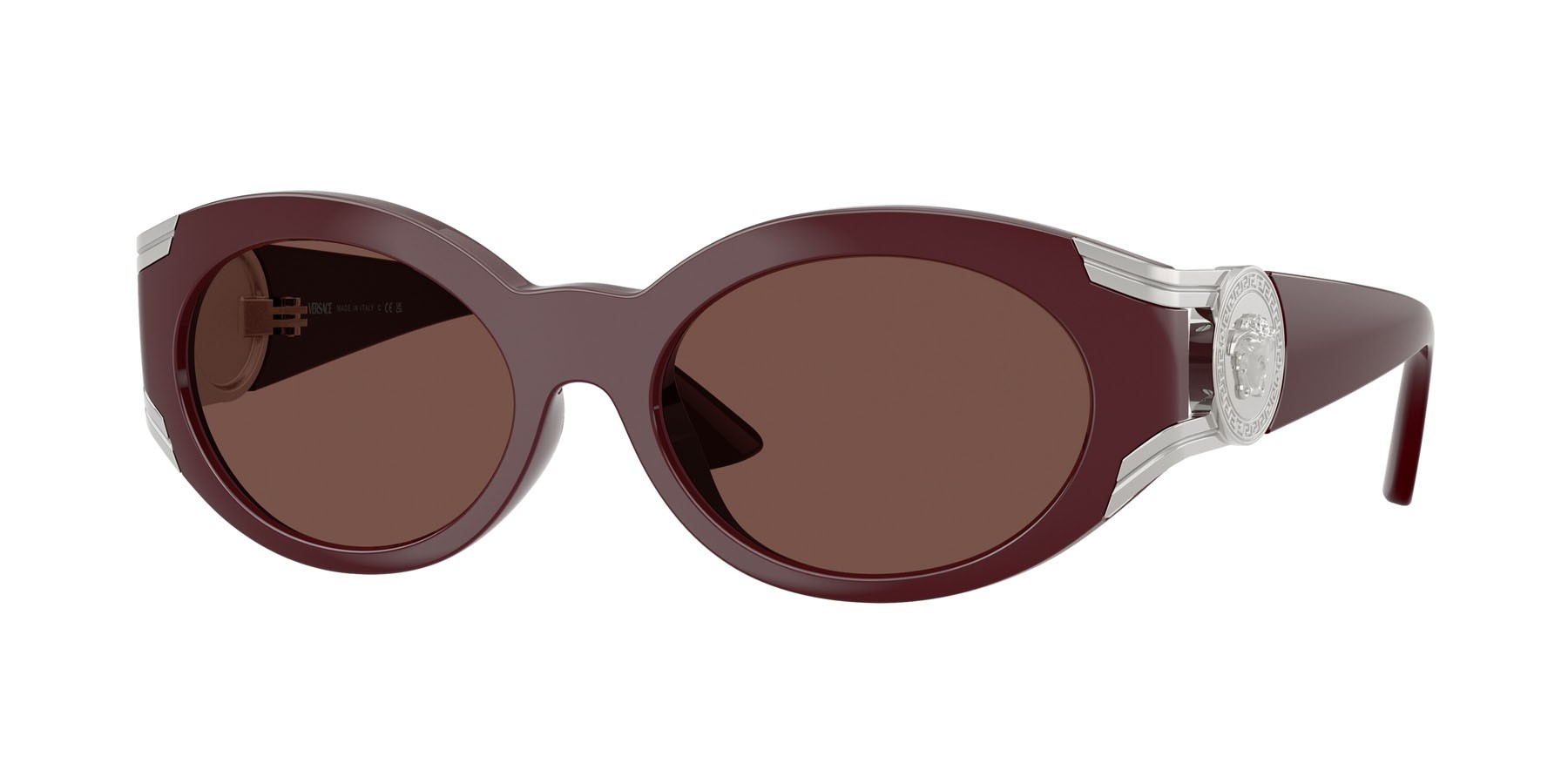 Occhiali da sole Versace VE 4503U (55348D) colore rosso scuro forma ovale lenti cioccolato nero