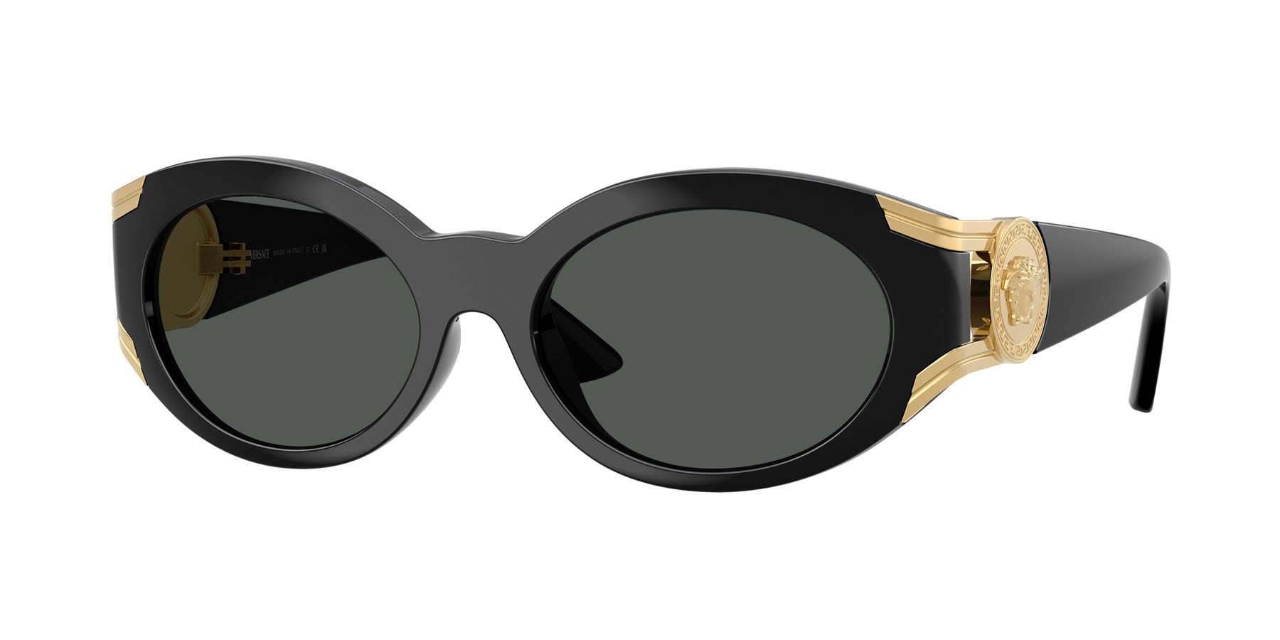 Occhiali da sole Versace VE 4503U (GB1/87) colore nero forma ovale lenti grigio scuro