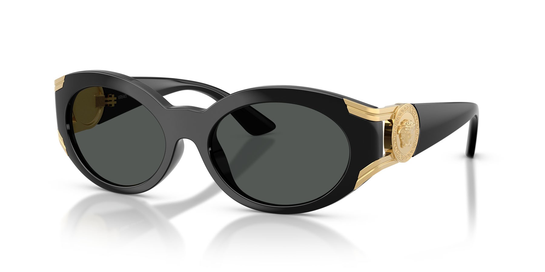 Occhiali da sole Versace VE 4503U (GB1/87) colore nero forma ovale lenti grigio scuro