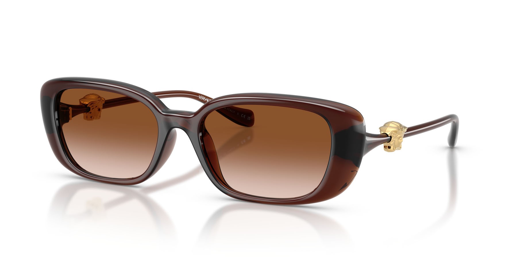 Occhiali da sole Versace VE 4504D (533213) colore marrone trasparente forma quadrato lenti marrone sfumato