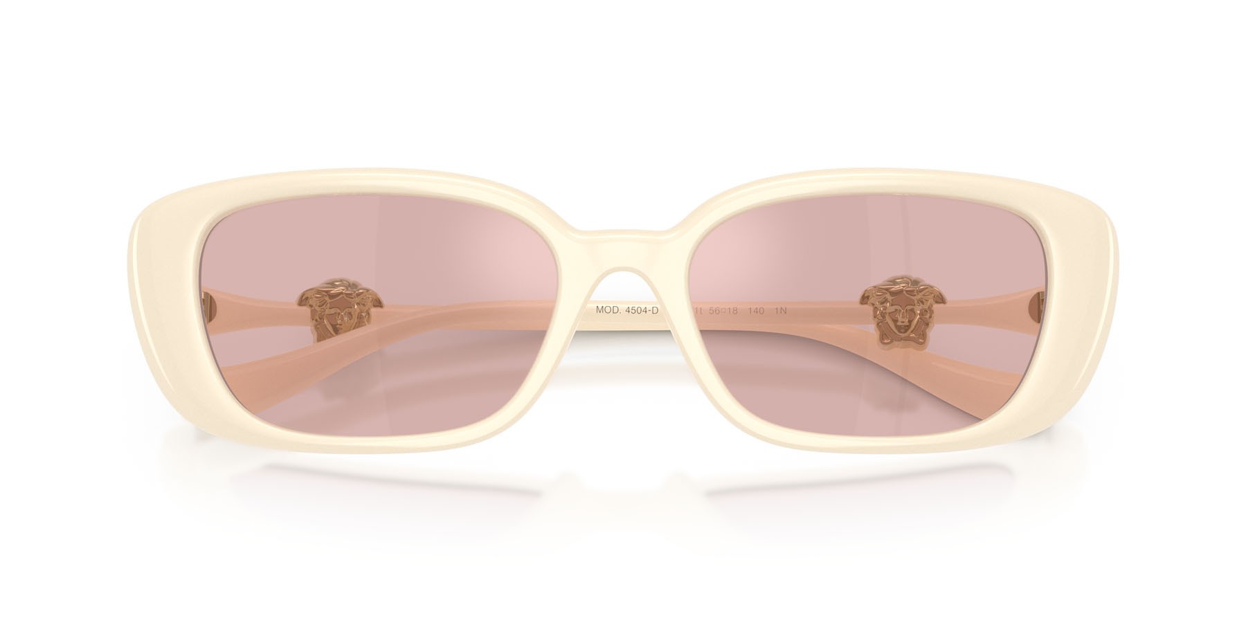 Occhiali da sole Versace VE 4504D (55361T) colore avorio forma quadrato lenti rosa specchiato oro