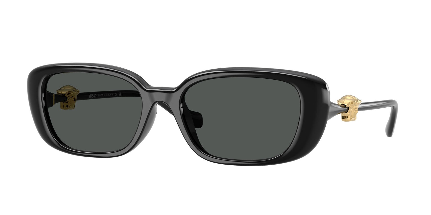 Occhiali da sole Versace VE 4504D (GB1/87) colore nero forma quadrato lenti grigio scuro