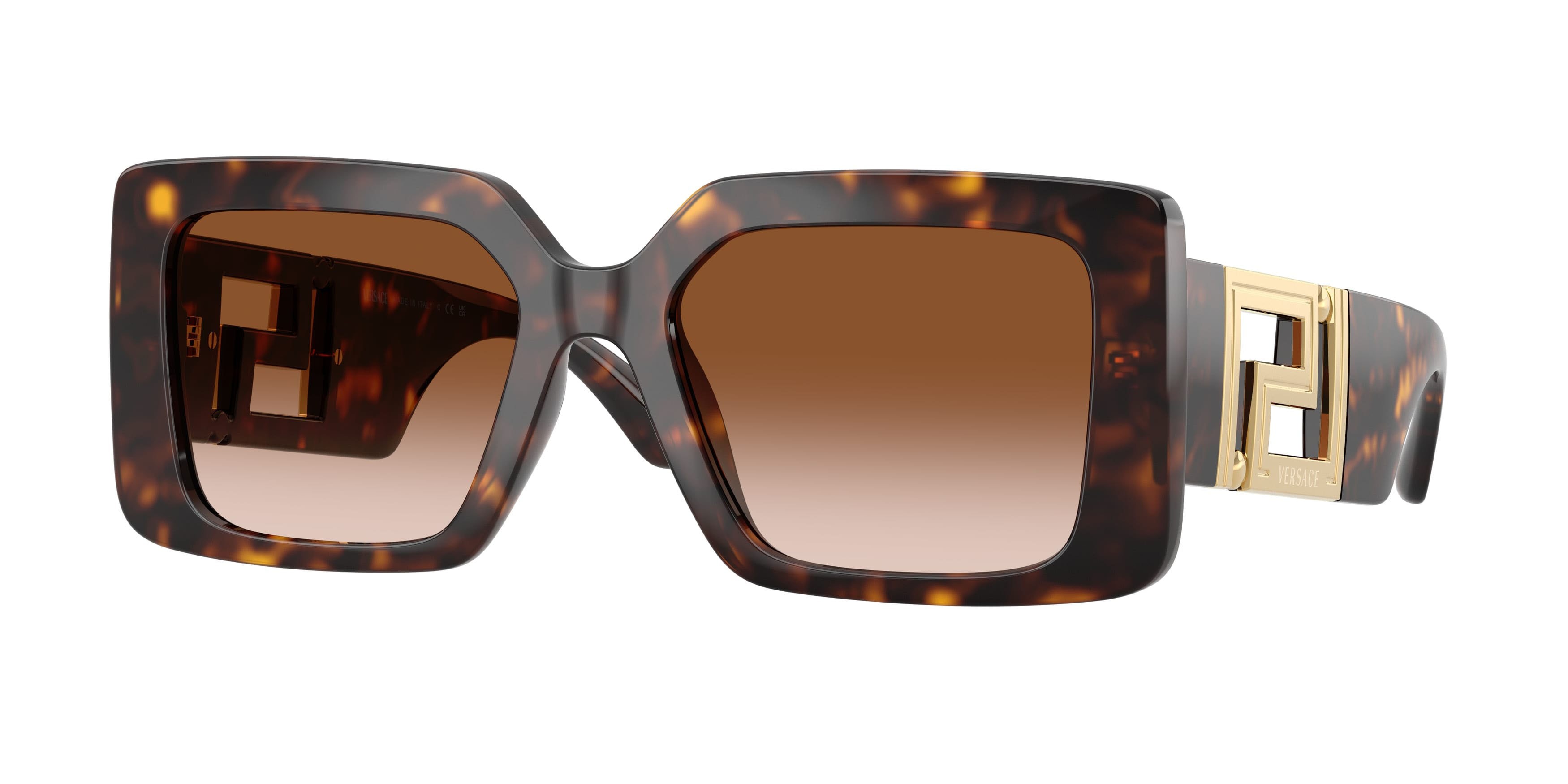 Occhiali da sole Versace VE 4505U (108/13) colore havana forma quadrato lenti marrone sfumato