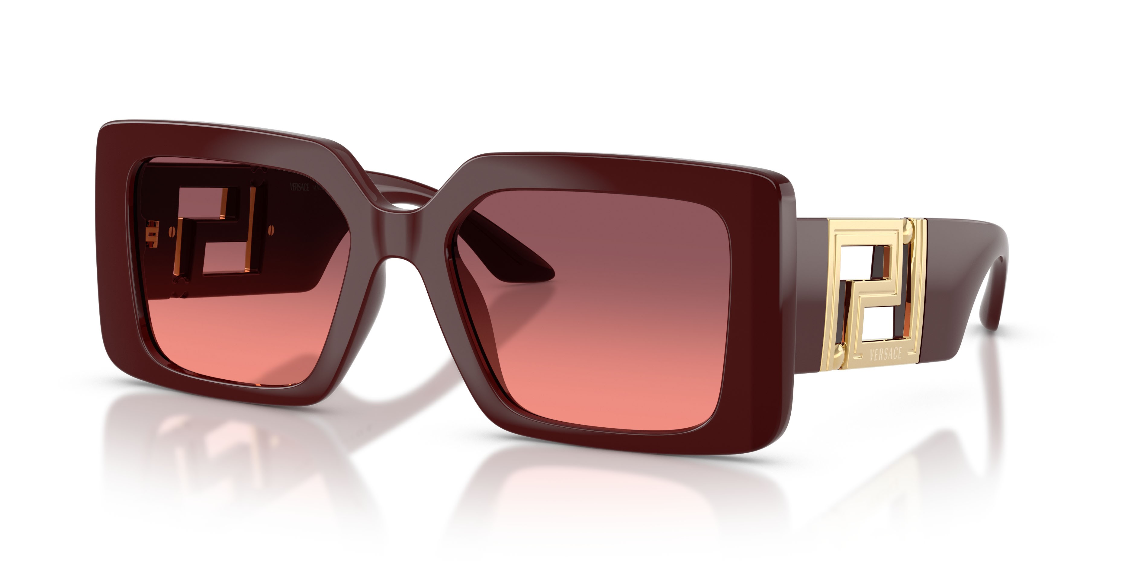 Occhiali da sole Versace VE 4505U (538120) colore bordeaux forma quadrato lenti rosa sfumato viola