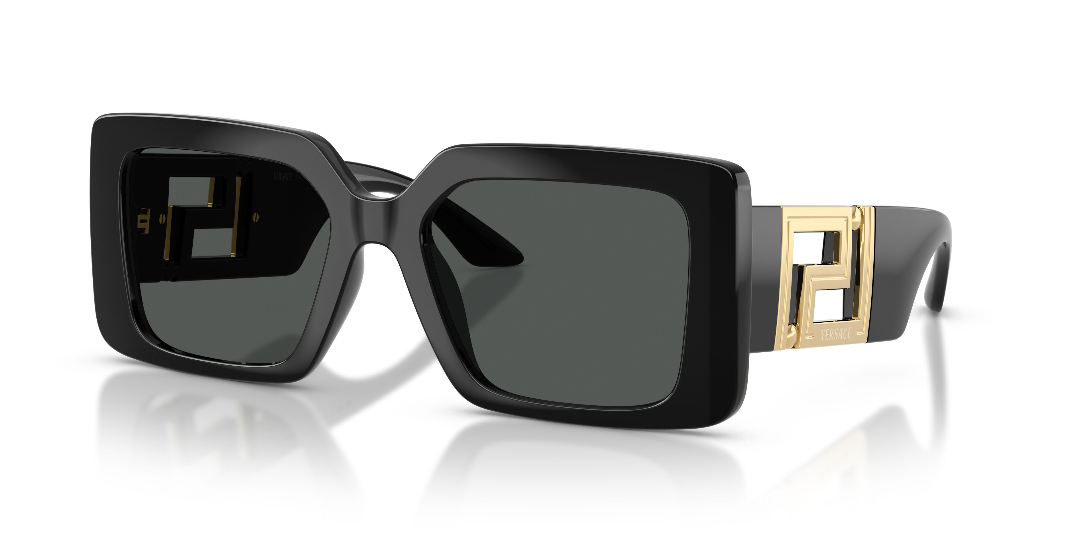 Occhiali da sole Versace VE 4505U (GB1/87) colore nero forma quadrato lenti grigio scuro