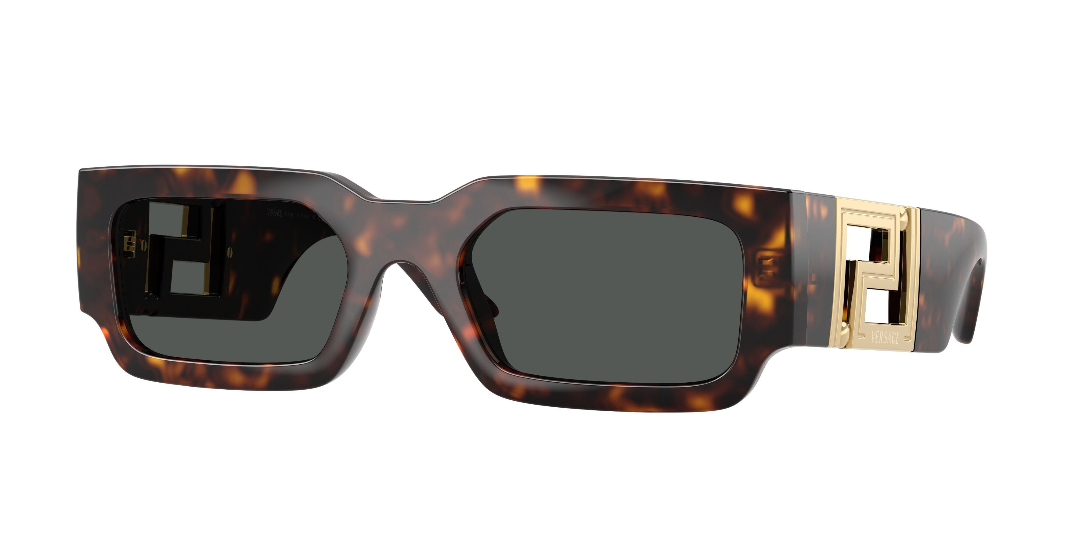 Occhiali da sole Versace VE 4506U (108/87) colore havana forma rettangolare lenti grigio scuro