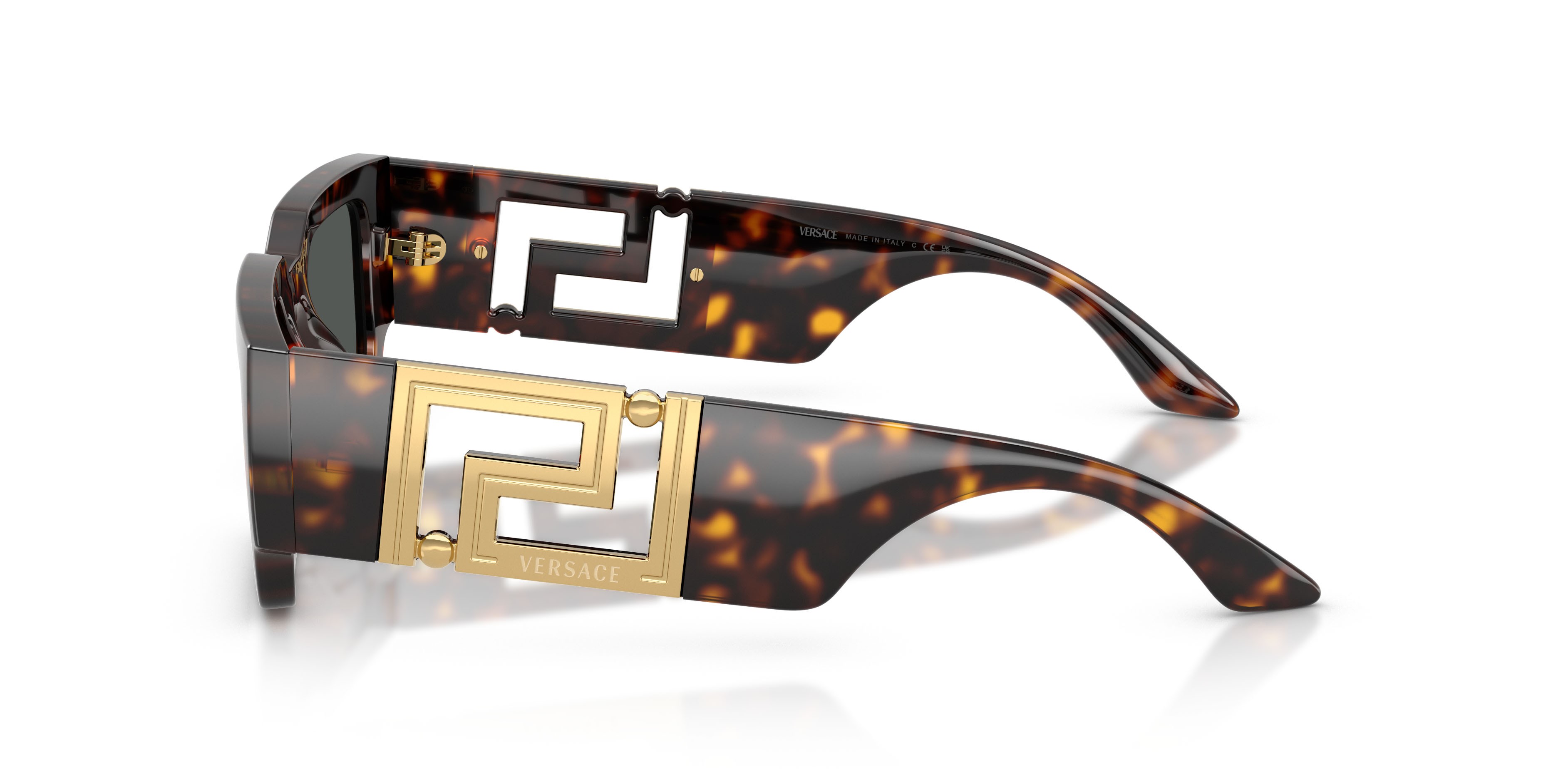 Occhiali da sole Versace VE 4506U (108/87) colore havana forma rettangolare lenti grigio scuro