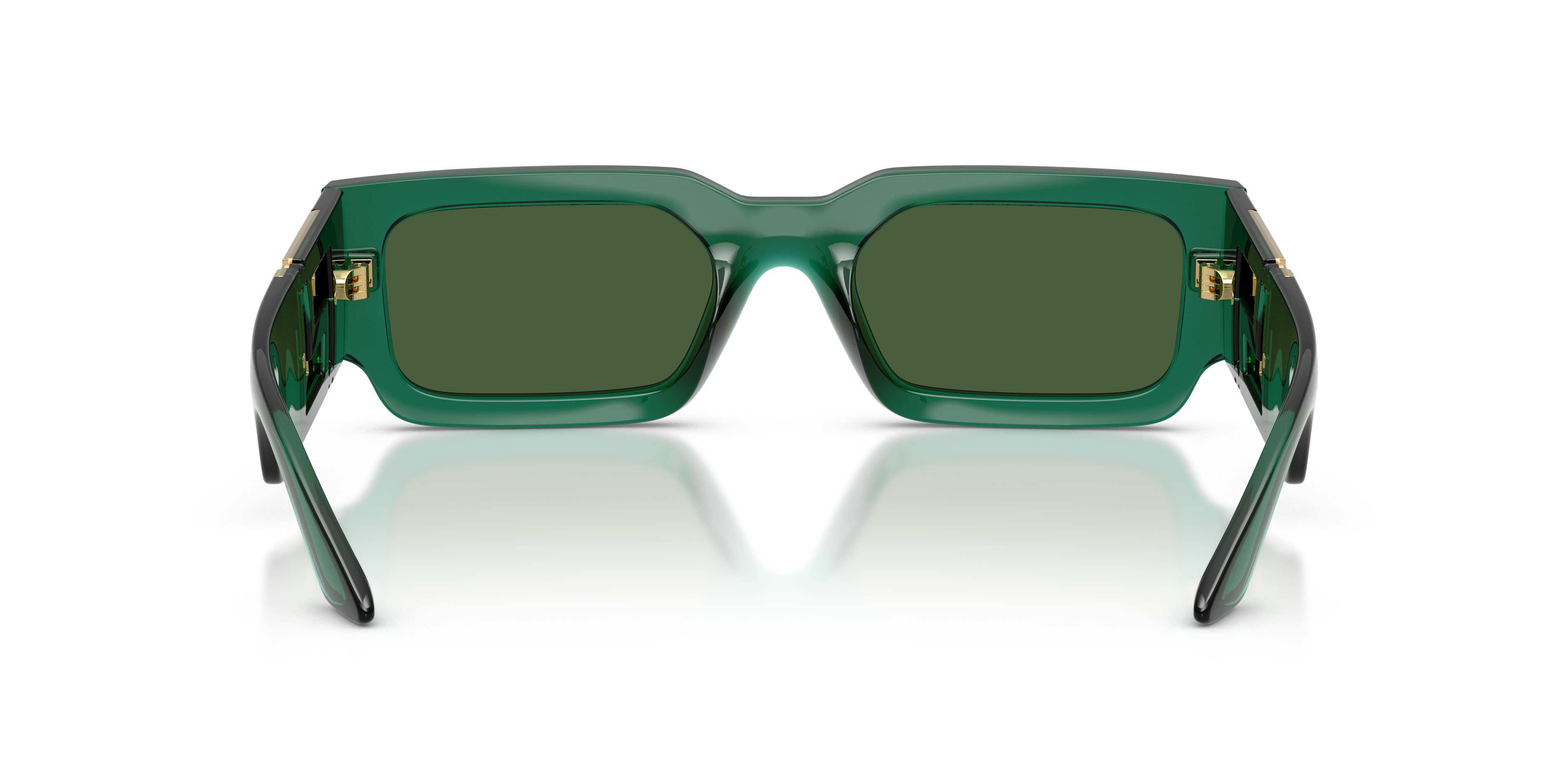 Occhiali da sole Versace VE 4506U (514471) colore verde trasparente forma rettangolare lenti verde scuro