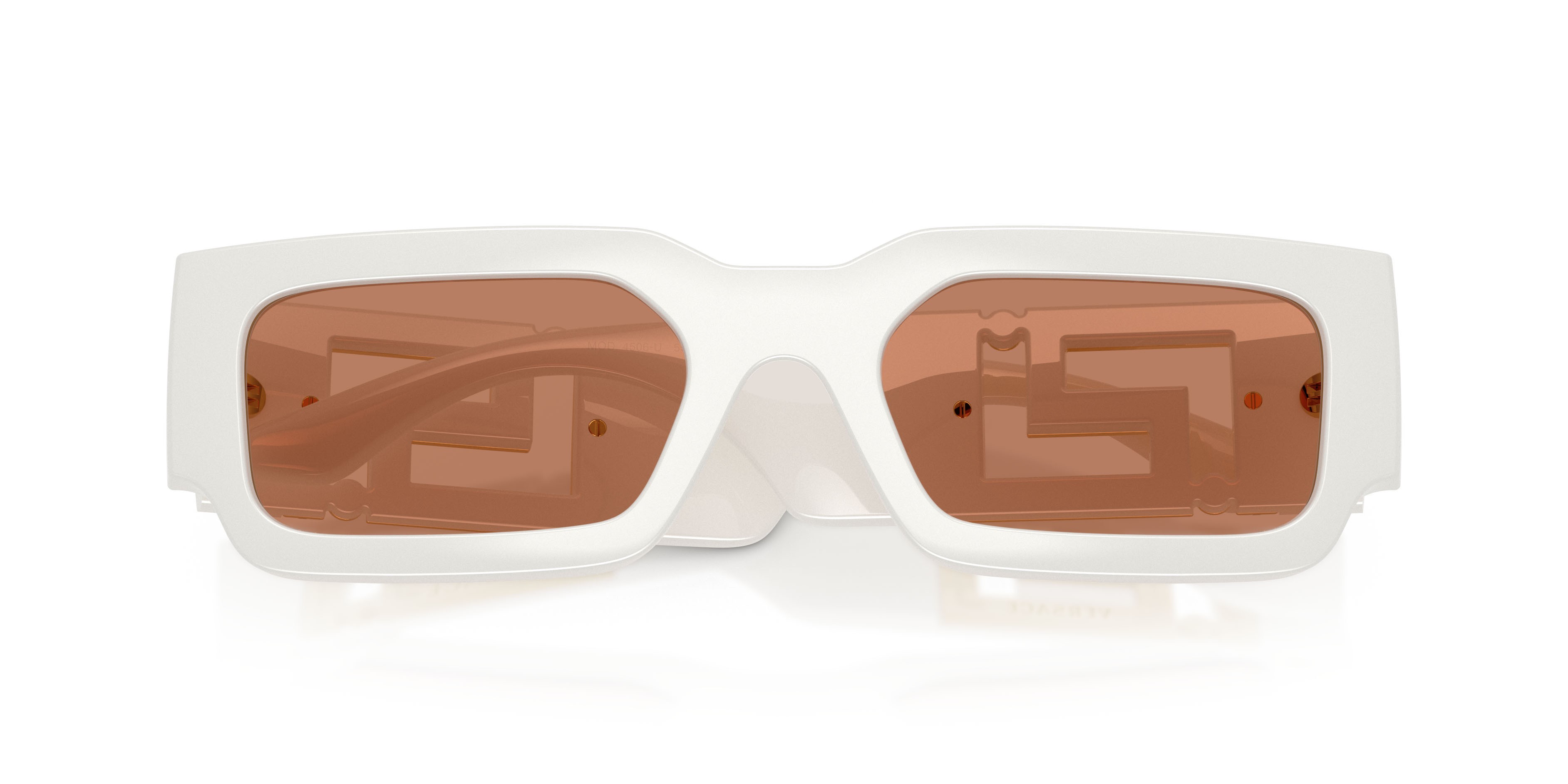 Occhiali da sole Versace VE 4506U (554473) colore bianco talco forma rettangolare lenti marrone