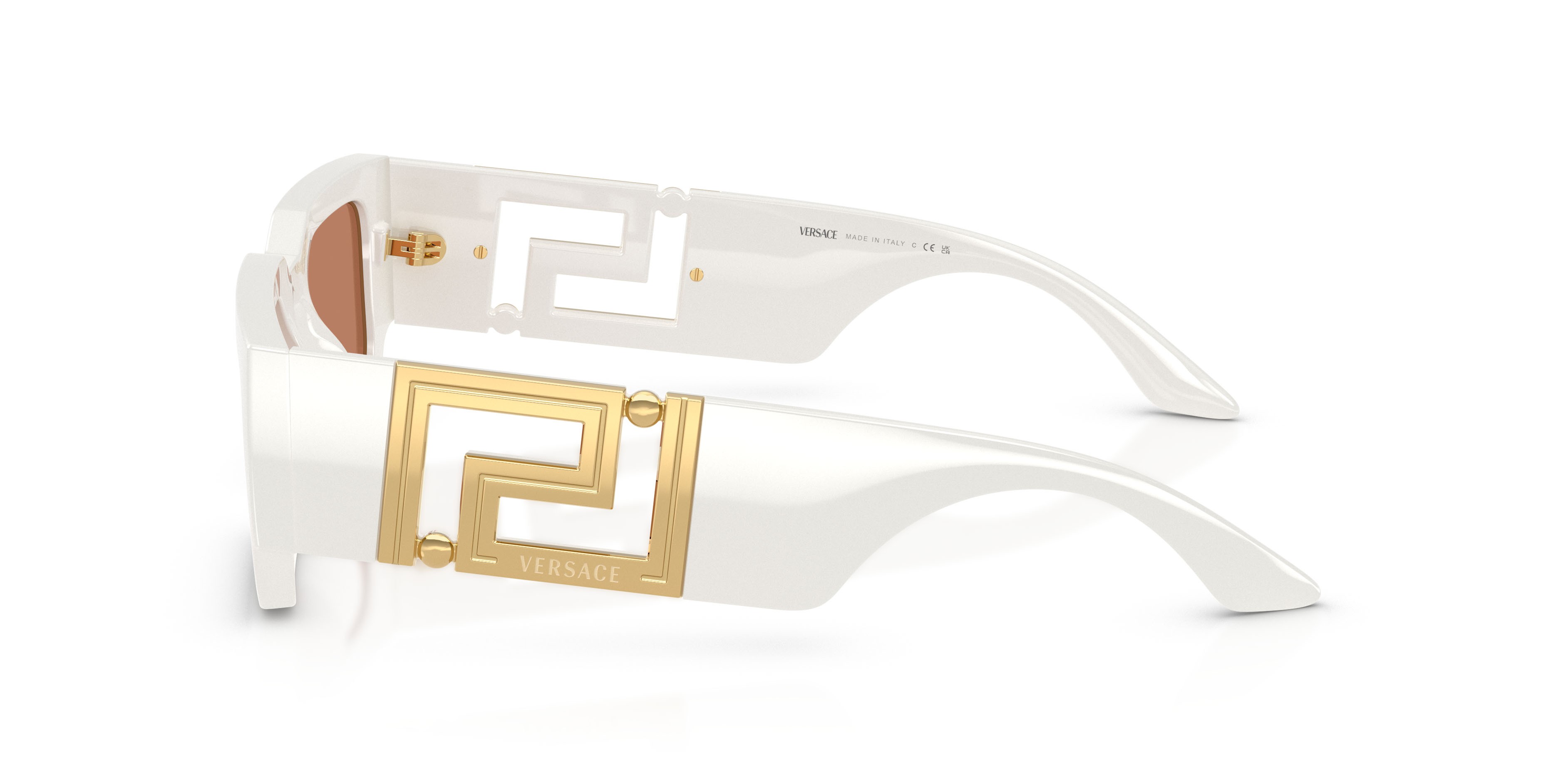 Occhiali da sole Versace VE 4506U (554473) colore bianco talco forma rettangolare lenti marrone