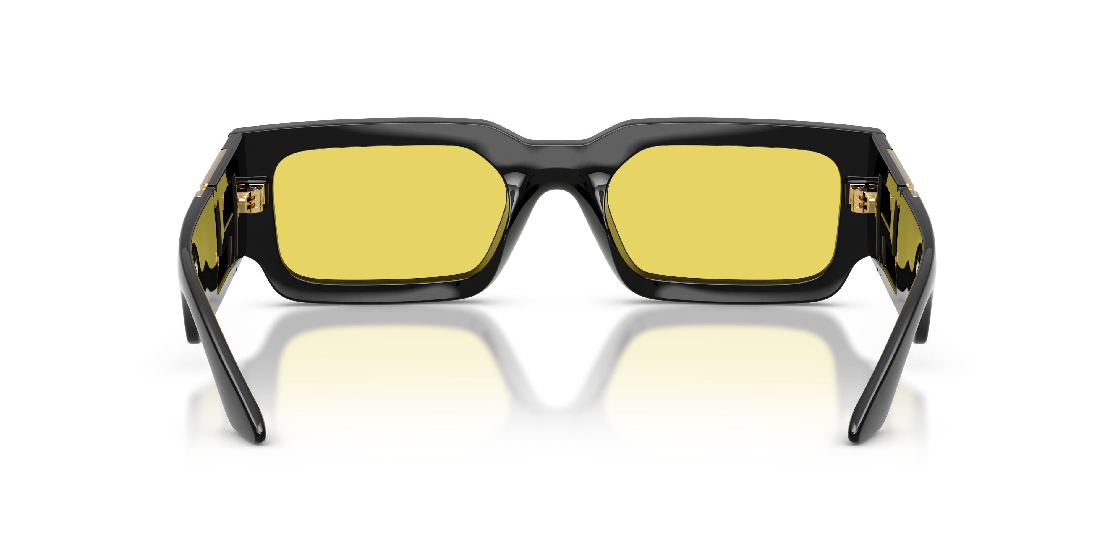Occhiali da sole Versace VE 4506U (GB1/85) colore nero forma rettangolare lenti giallo