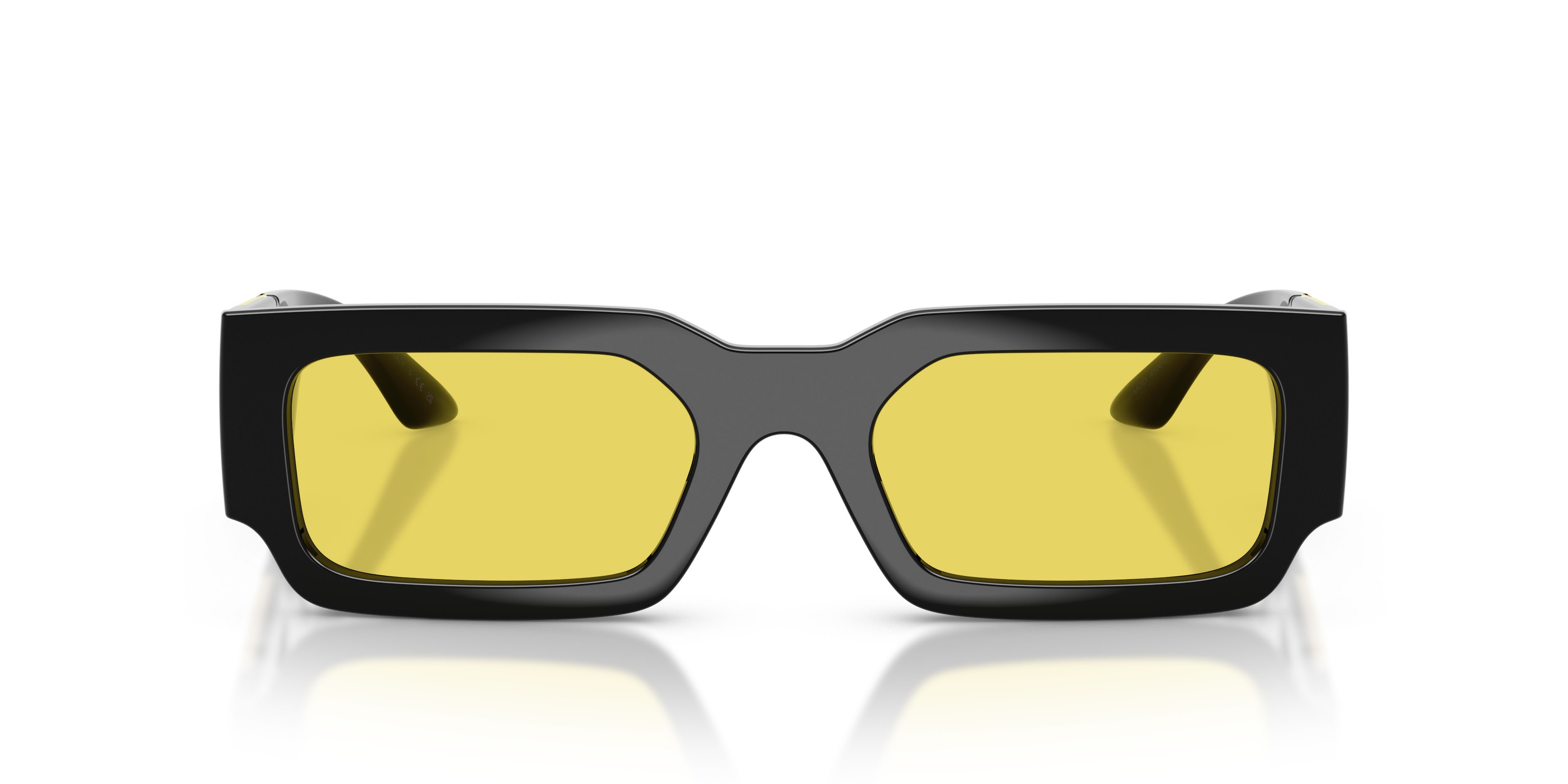 Occhiali da sole Versace VE 4506U (GB1/85) colore nero forma rettangolare lenti giallo