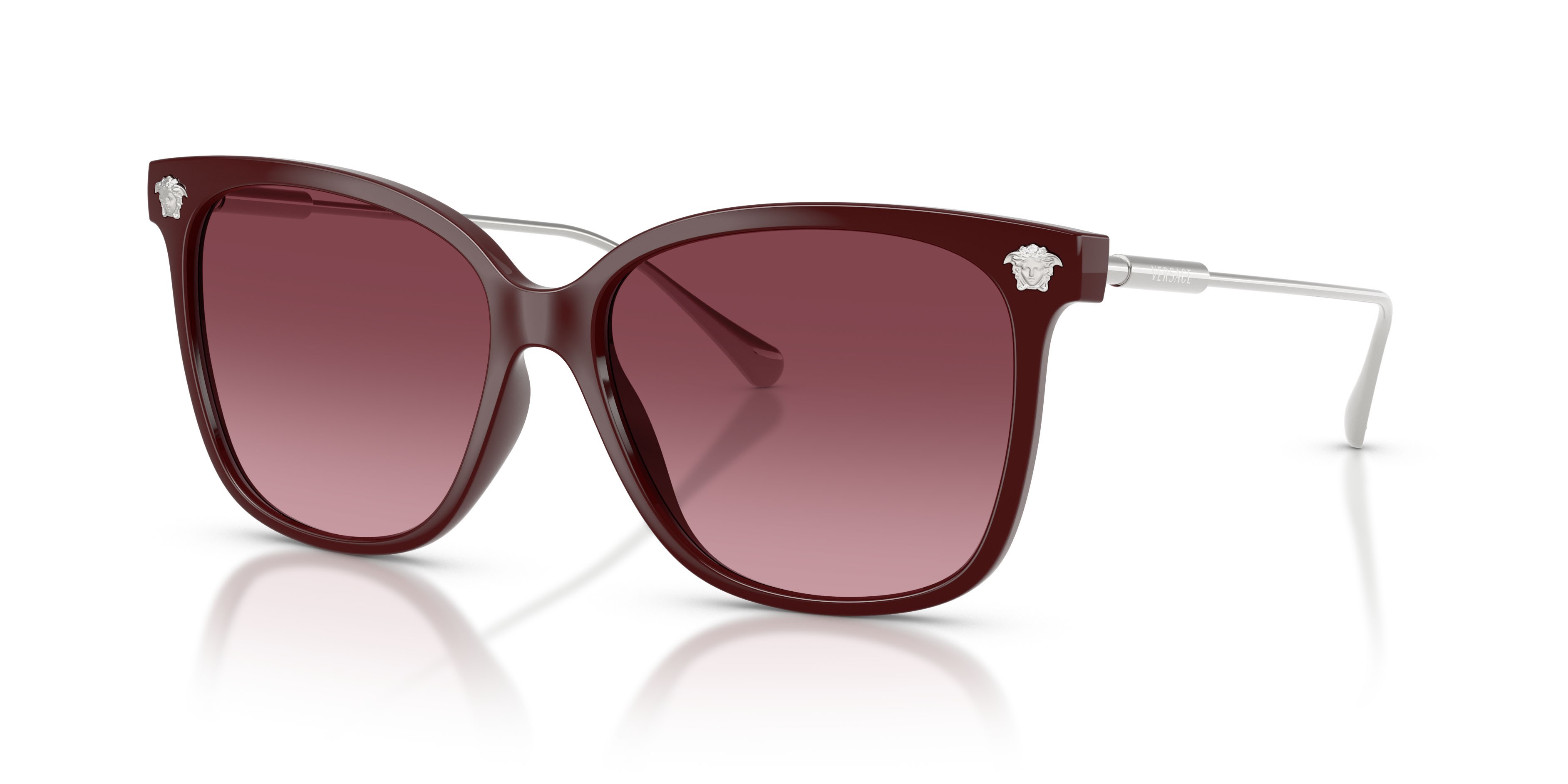 Occhiali da sole Versace VE 4507U (54648H) colore bordeaux forma quadrato lenti rosa sfumato viola scuro