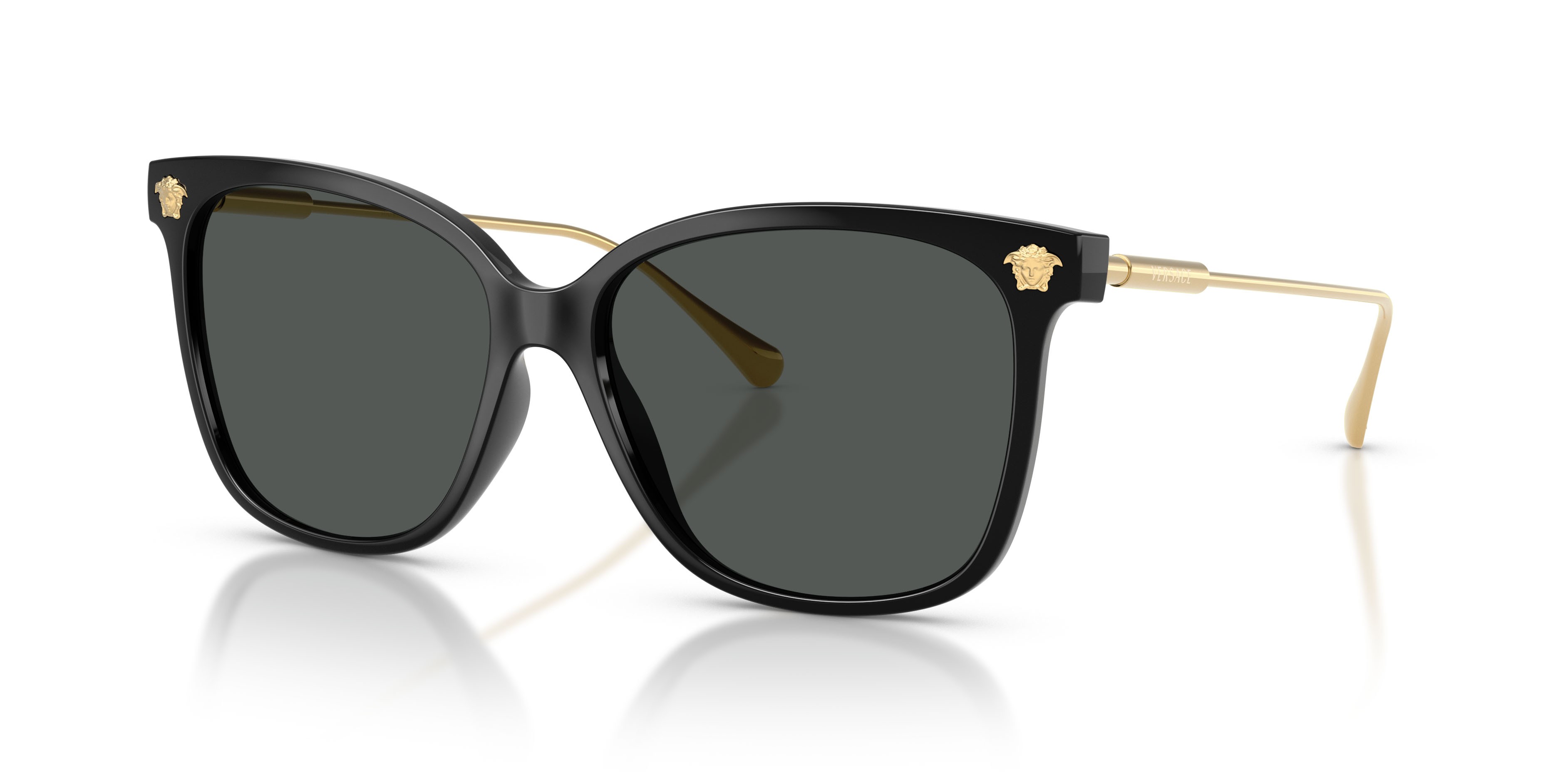 Occhiali da sole Versace VE 4507U (GB1/87) colore nero forma quadrato lenti grigio scuro
