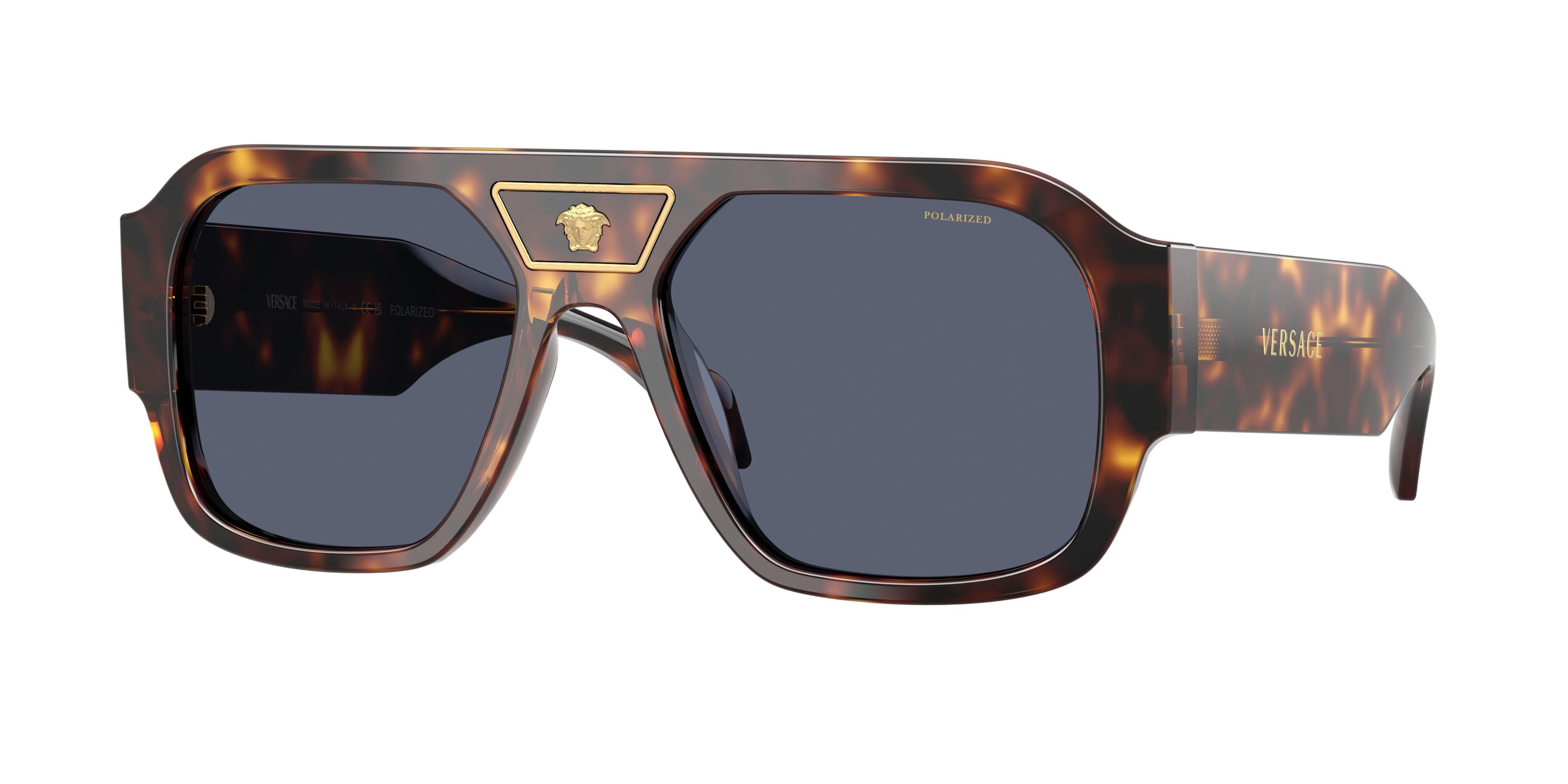 Occhiali da sole Versace VE 4508U (55372V) colore havana forma quadrato lenti polarizzata blu scuro
