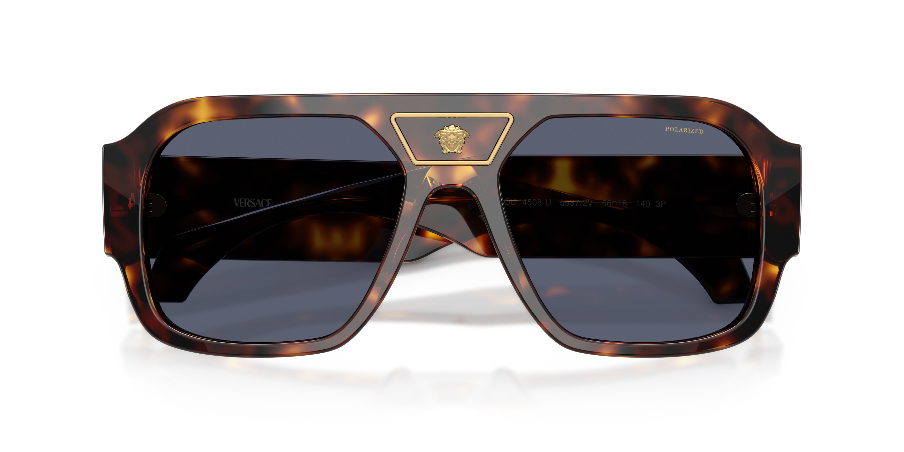 Occhiali da sole Versace VE 4508U (55372V) colore havana forma quadrato lenti polarizzata blu scuro