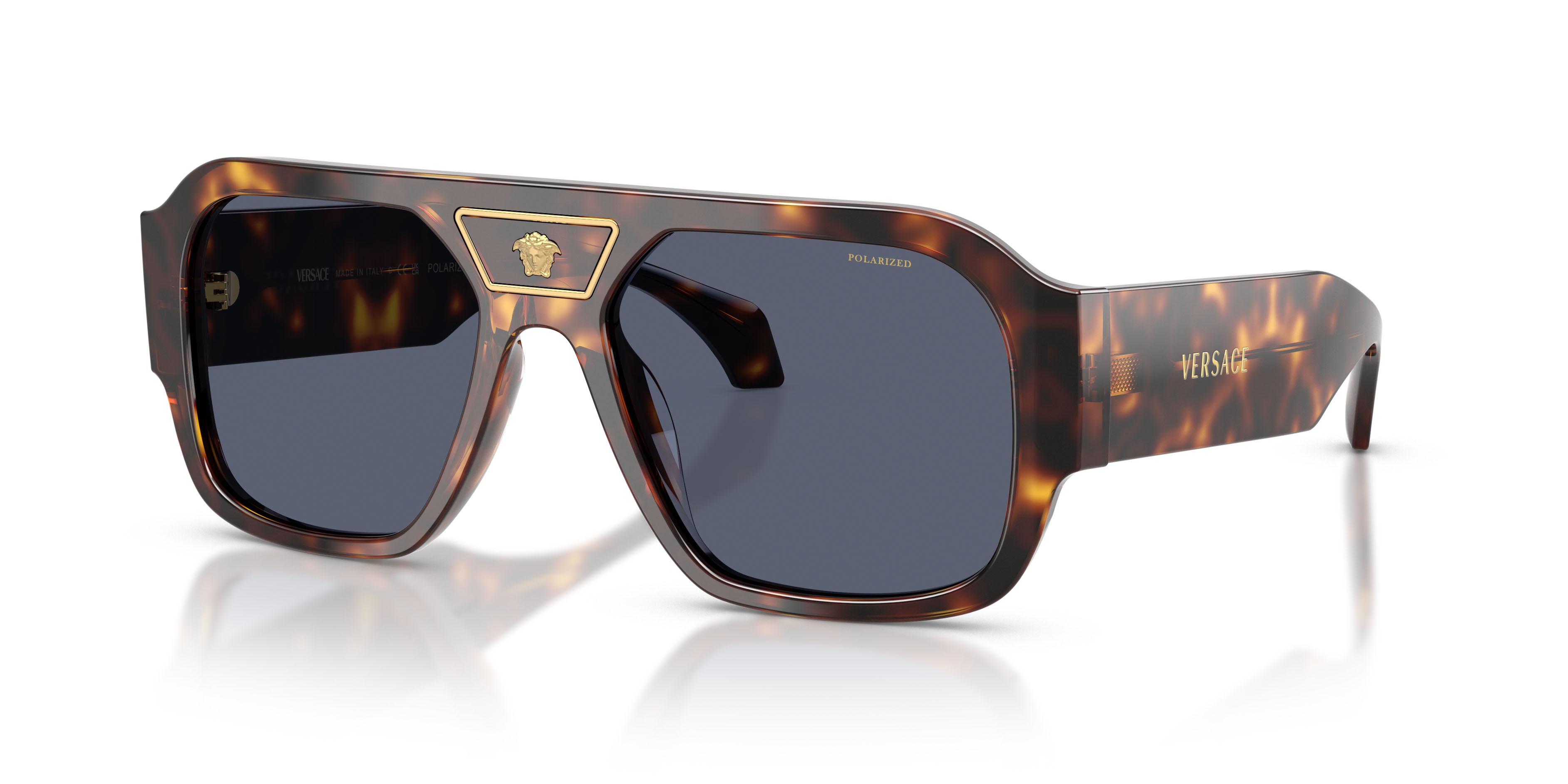 Occhiali da sole Versace VE 4508U (55372V) colore havana forma quadrato lenti polarizzata blu scuro