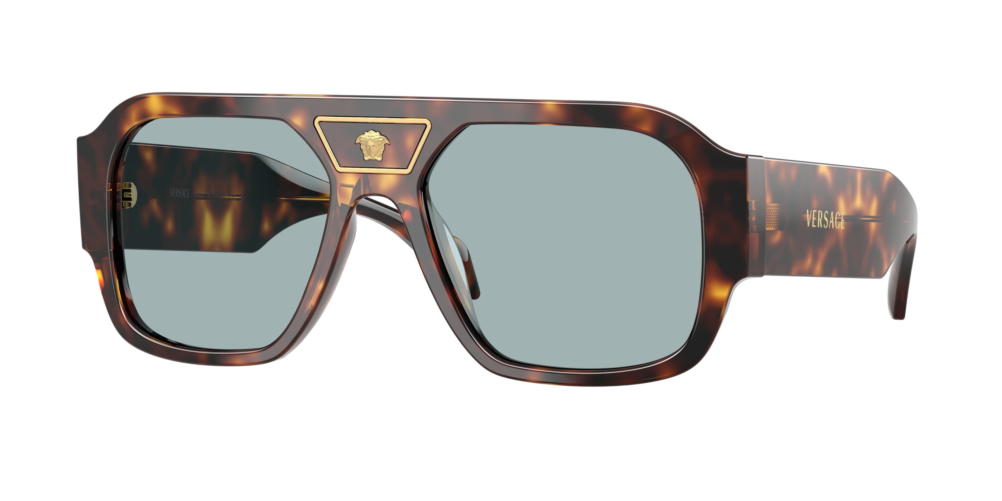 Occhiali da sole Versace VE 4508U (553780) colore havana forma quadrato lenti blu
