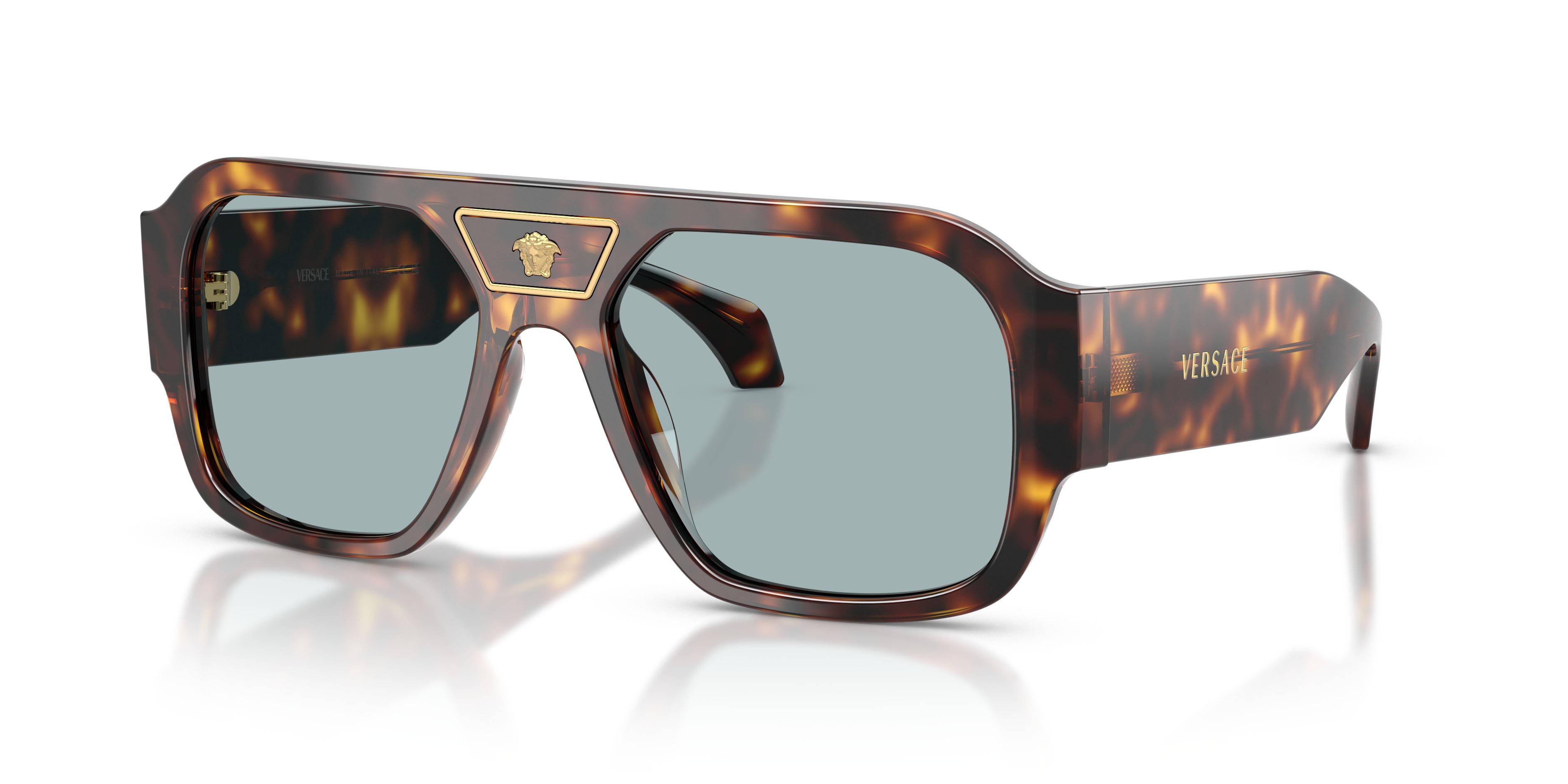 Occhiali da sole Versace VE 4508U (553780) colore havana forma quadrato lenti blu