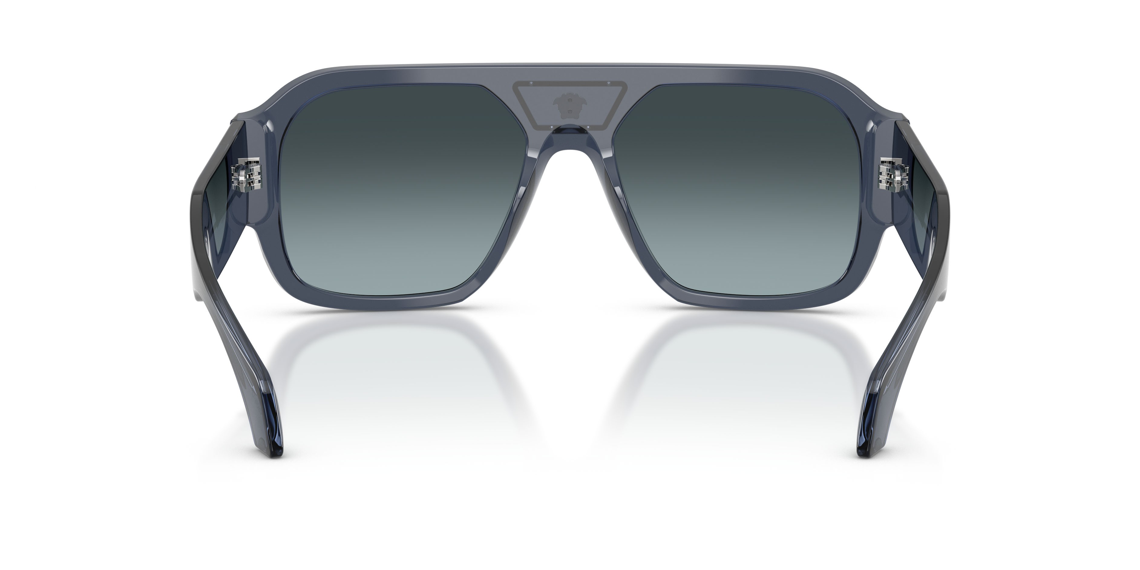 Occhiali da sole Versace VE 4508U (5538V1) colore blu scuro trasparente forma quadrato lenti blu sfumato grigio