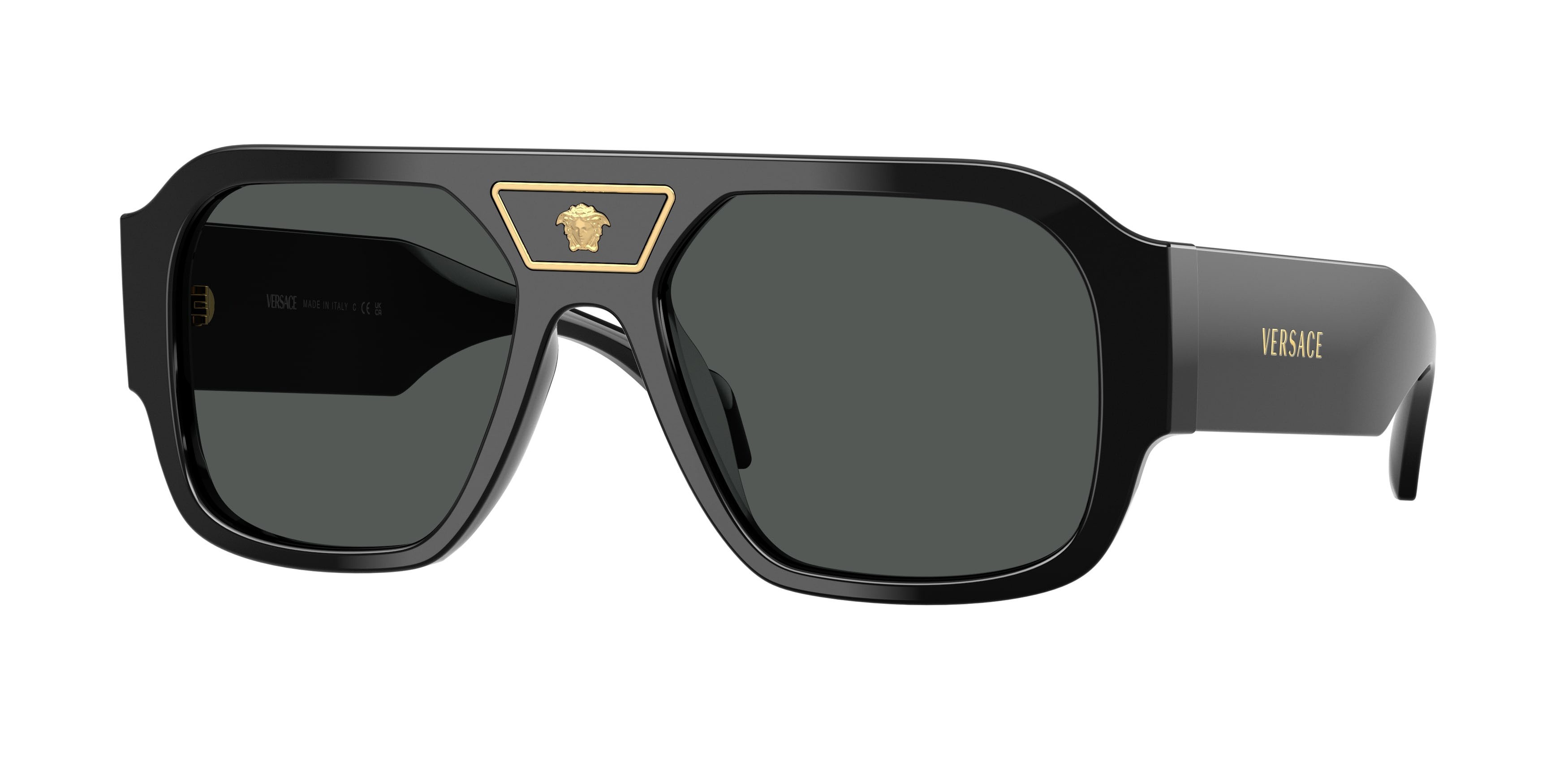 Occhiali da sole Versace VE 4508U (GB1/87) colore nero forma quadrato lenti grigio scuro