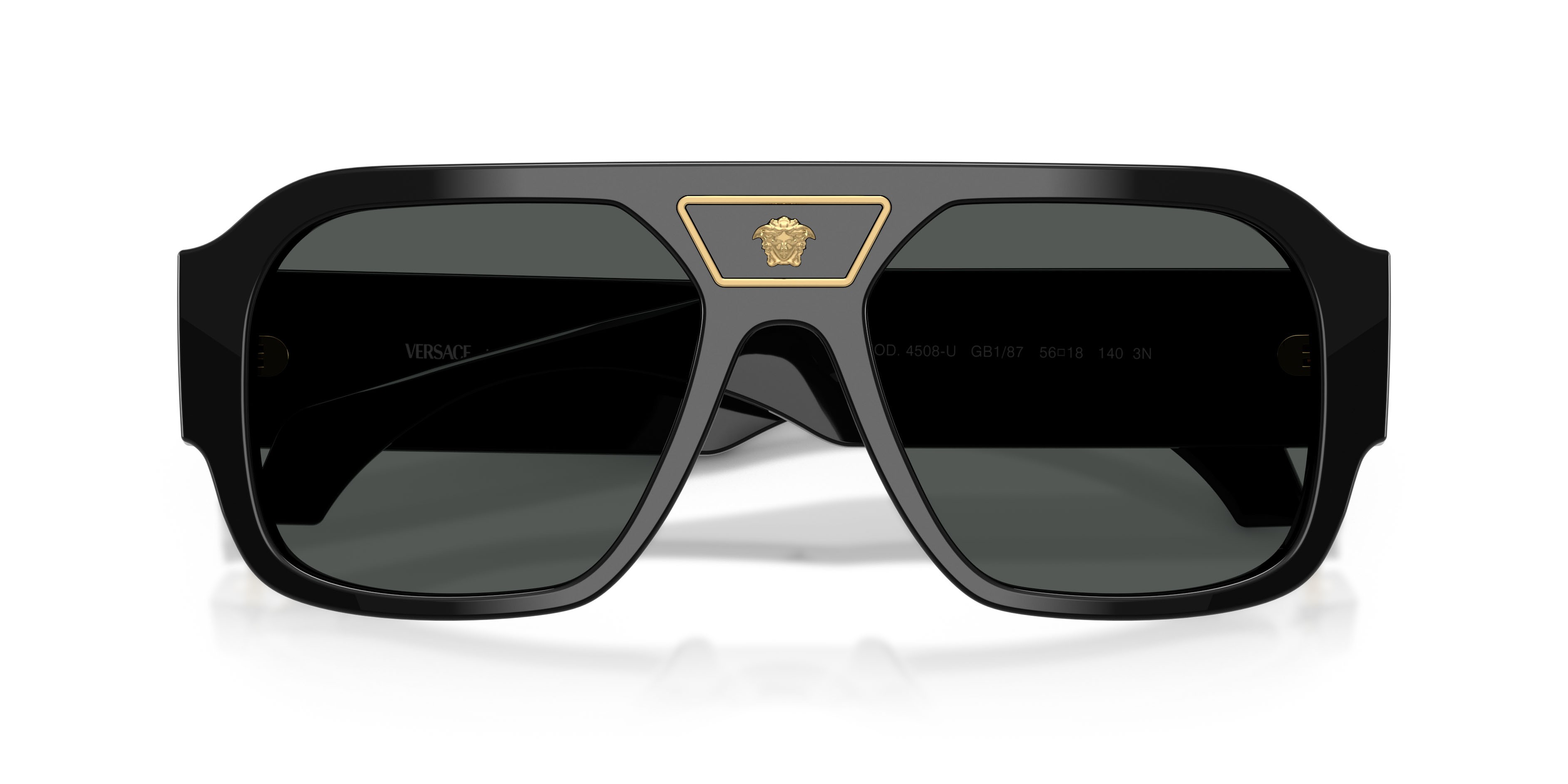 Occhiali da sole Versace VE 4508U (GB1/87) colore nero forma quadrato lenti grigio scuro
