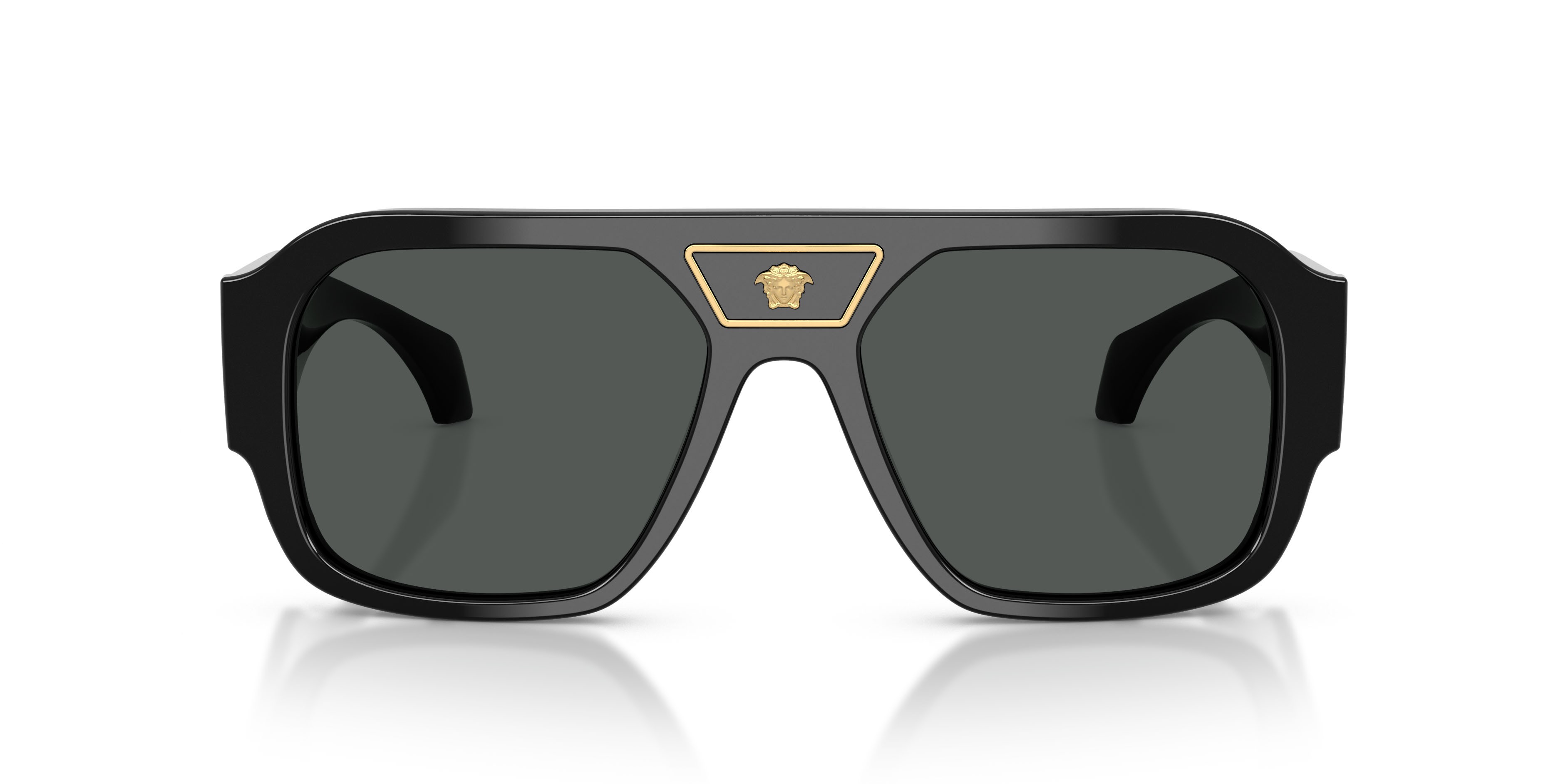 Occhiali da sole Versace VE 4508U (GB1/87) colore nero forma quadrato lenti grigio scuro