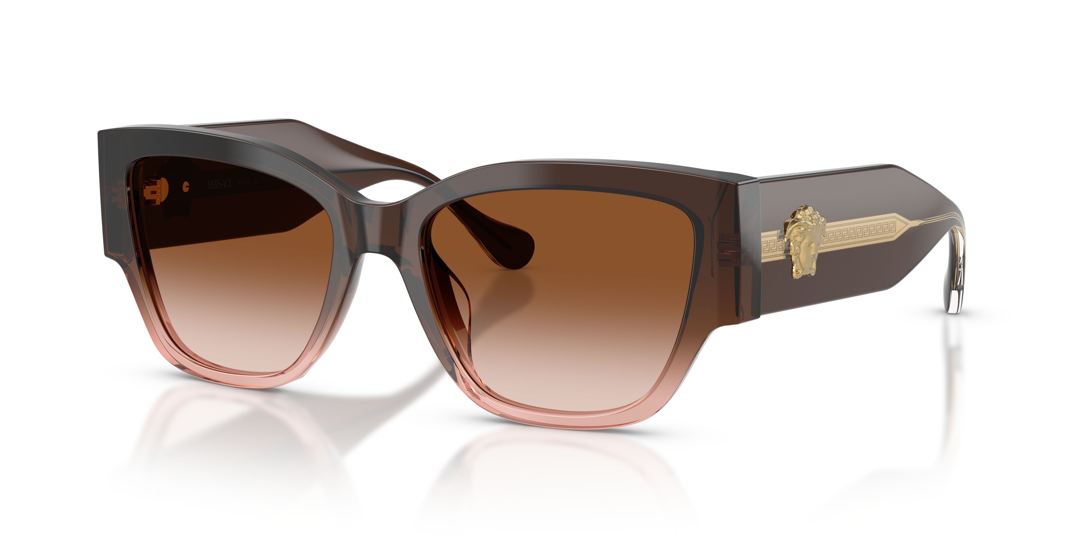 Occhiali da sole Versace VE 4509U (533213) colore marrone sfumato forma cat eye lenti marrone sfumato