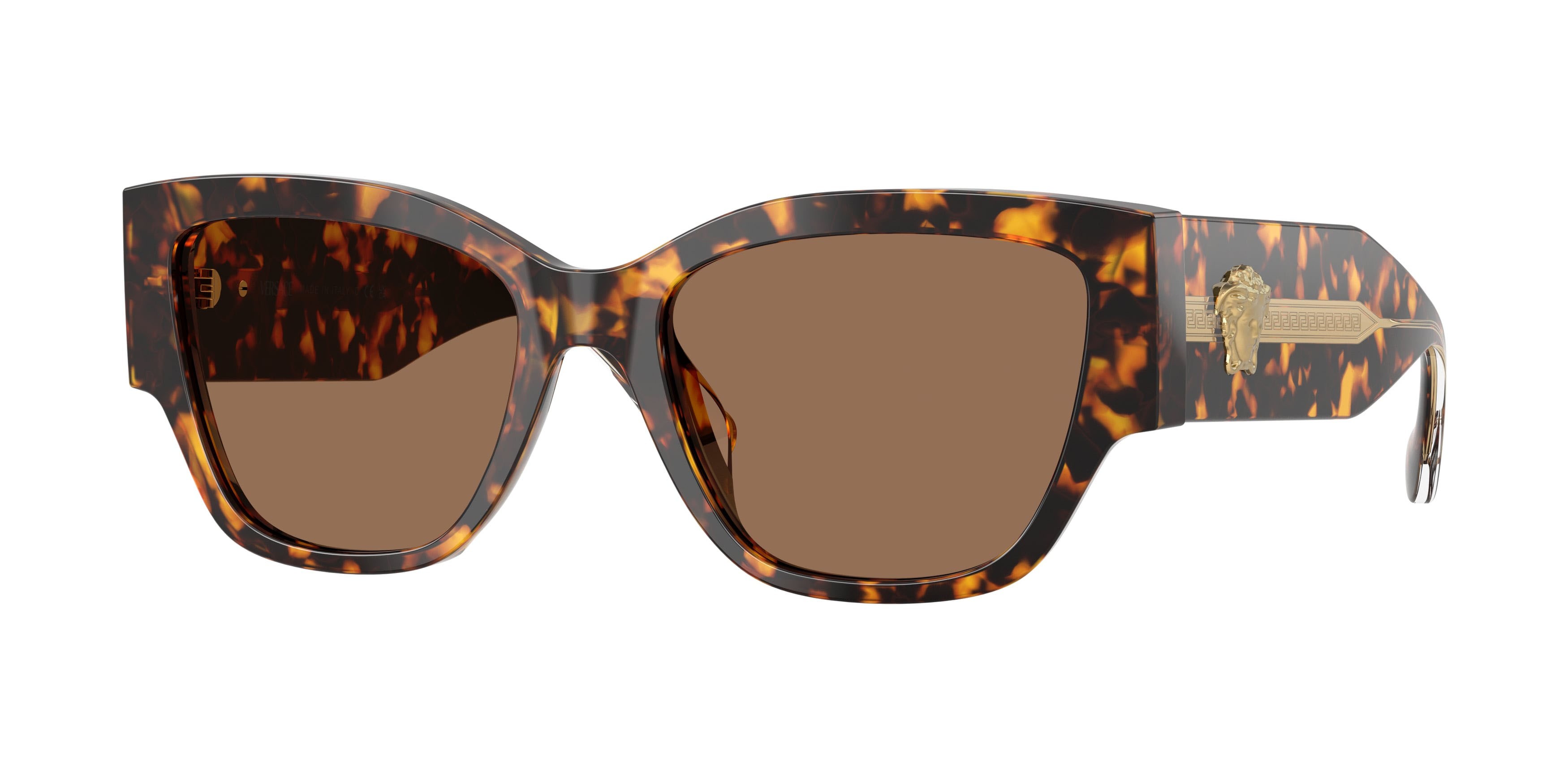 Occhiali da sole Versace VE 4509U (551473) colore havana giallo forma cat eye lenti marrone scuro