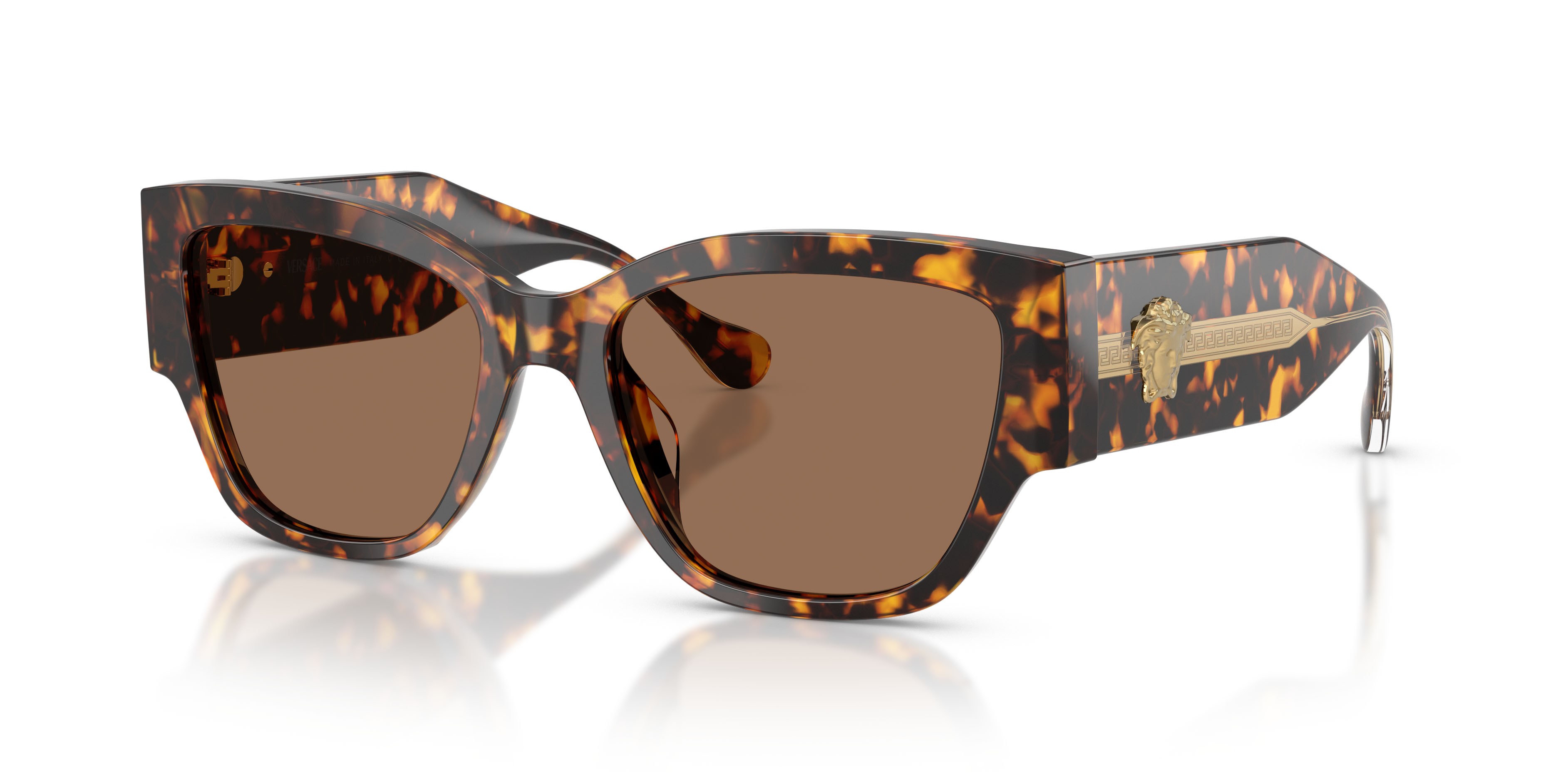 Occhiali da sole Versace VE 4509U (551473) colore havana giallo forma cat eye lenti marrone scuro