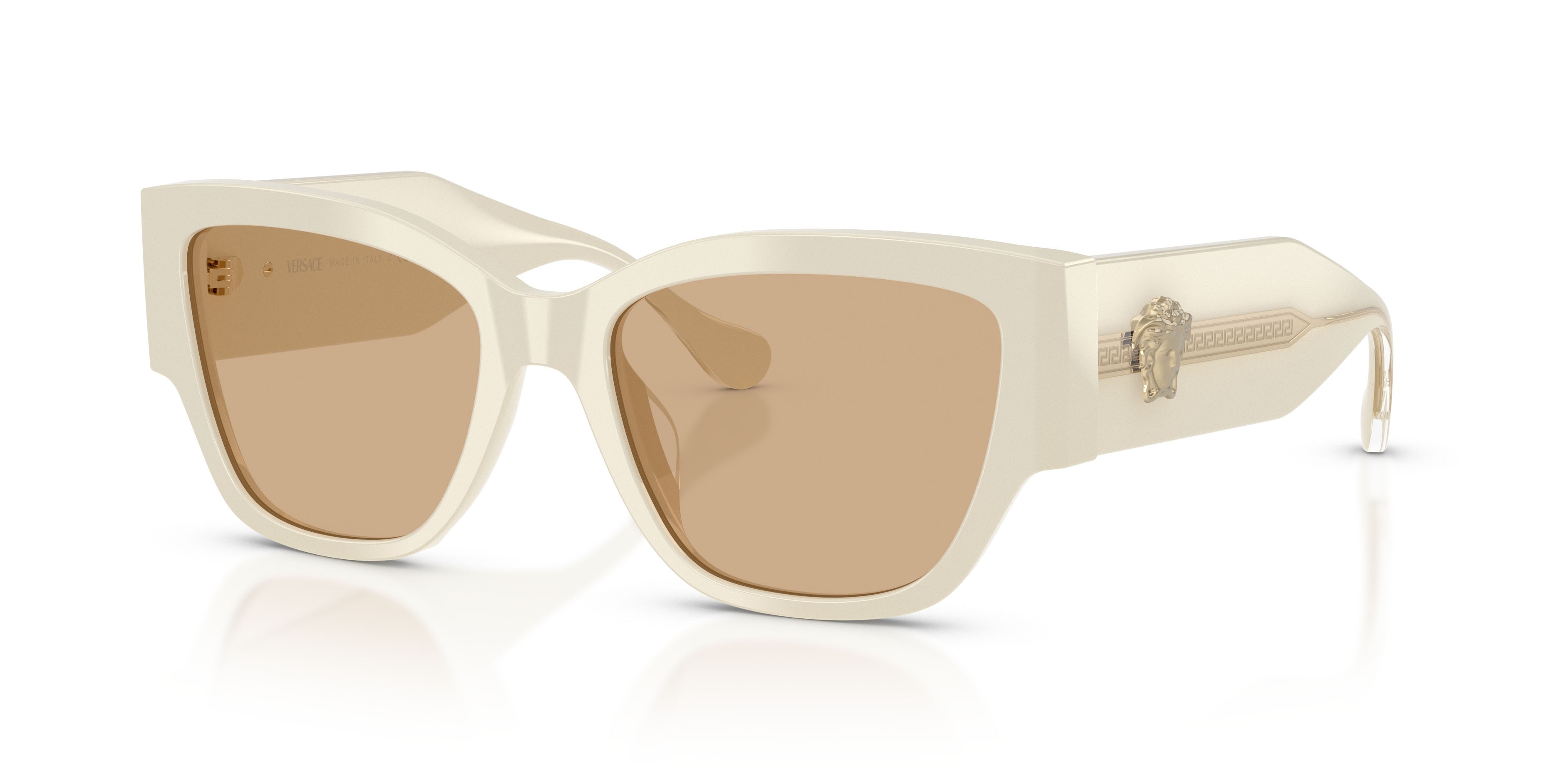 Occhiali da sole Versace VE 4509U (5541/8) colore white talc forma cat eye lenti giallo chiaro
