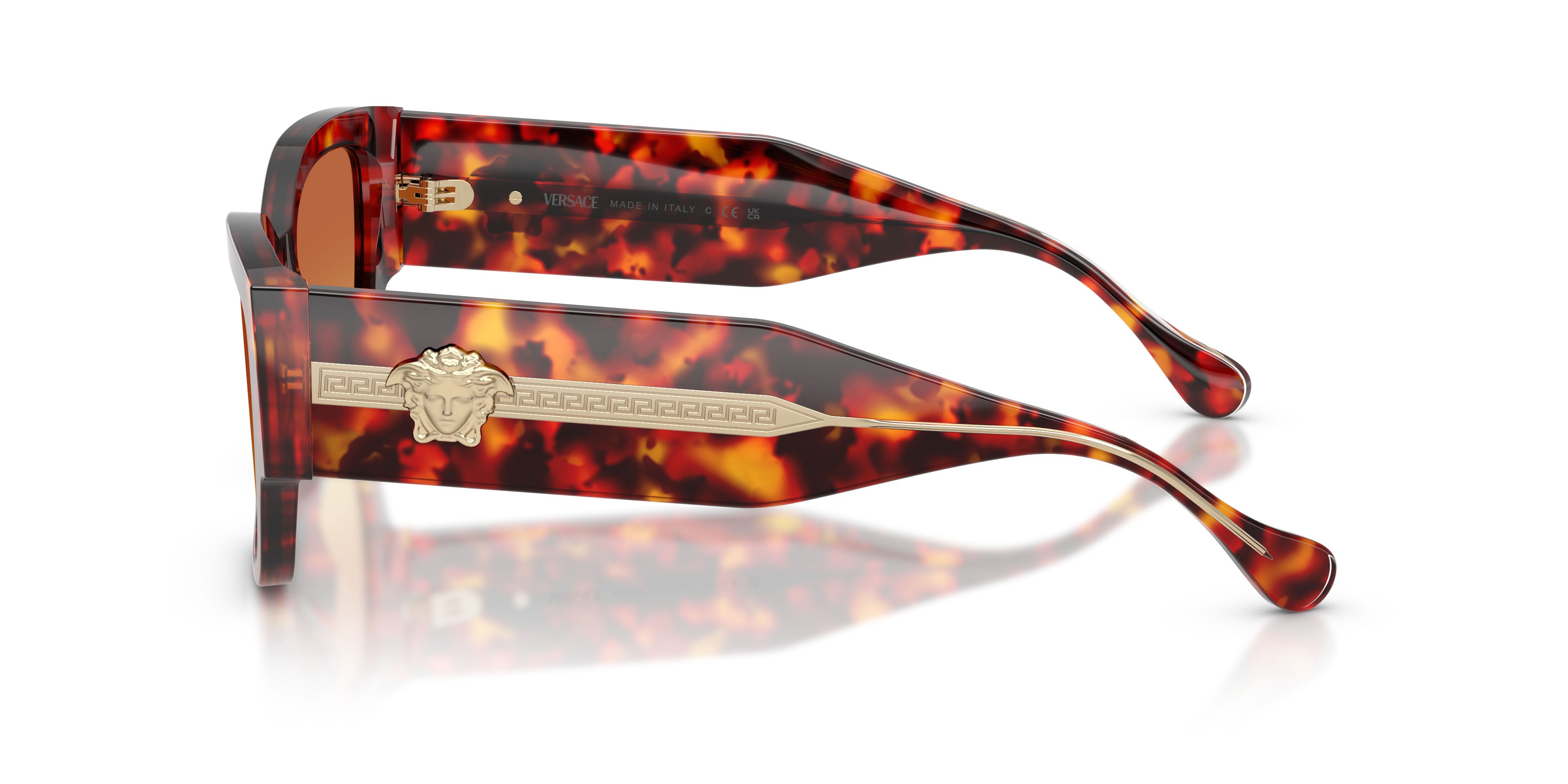 Occhiali da sole Versace VE 4509U (5543T5) colore havana rosso forma cat eye lenti giallo sfumato marrone